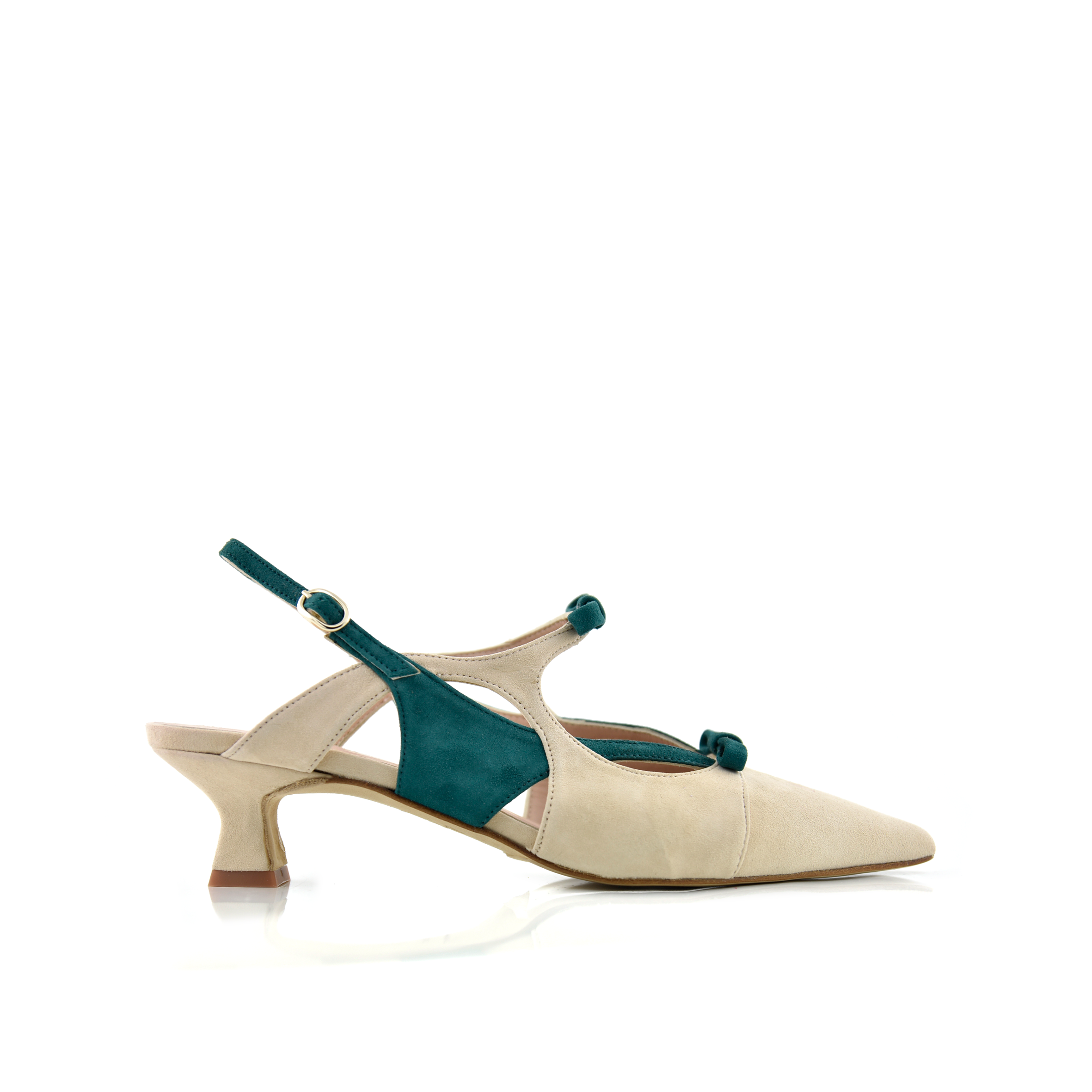 LOLA-Emalina beige y verde tacón 3cm