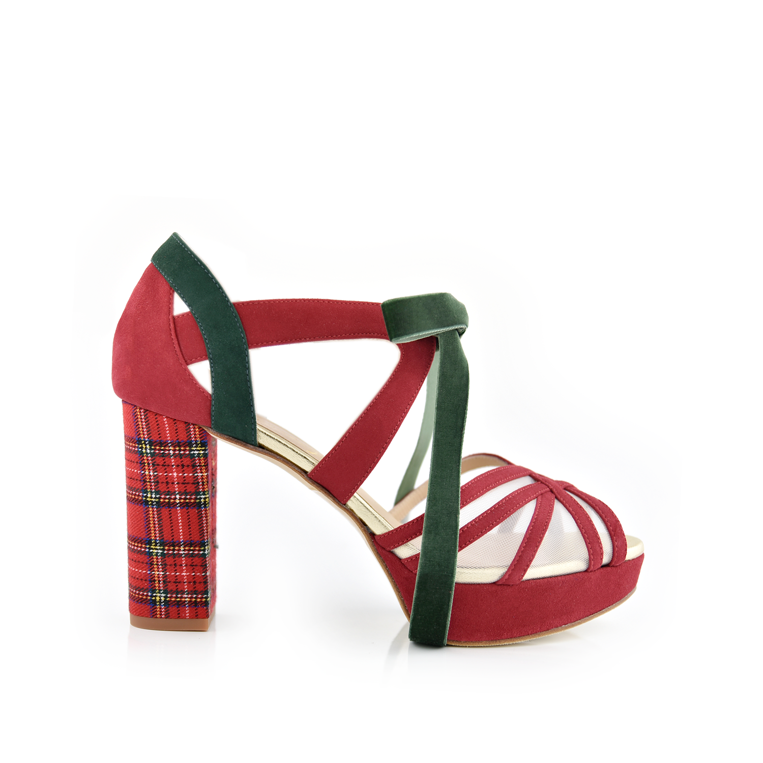 ZAPATOS PARA NOVIA PERSONALIZADOS CON TACON FORRADO DE TELA ESCOCESA