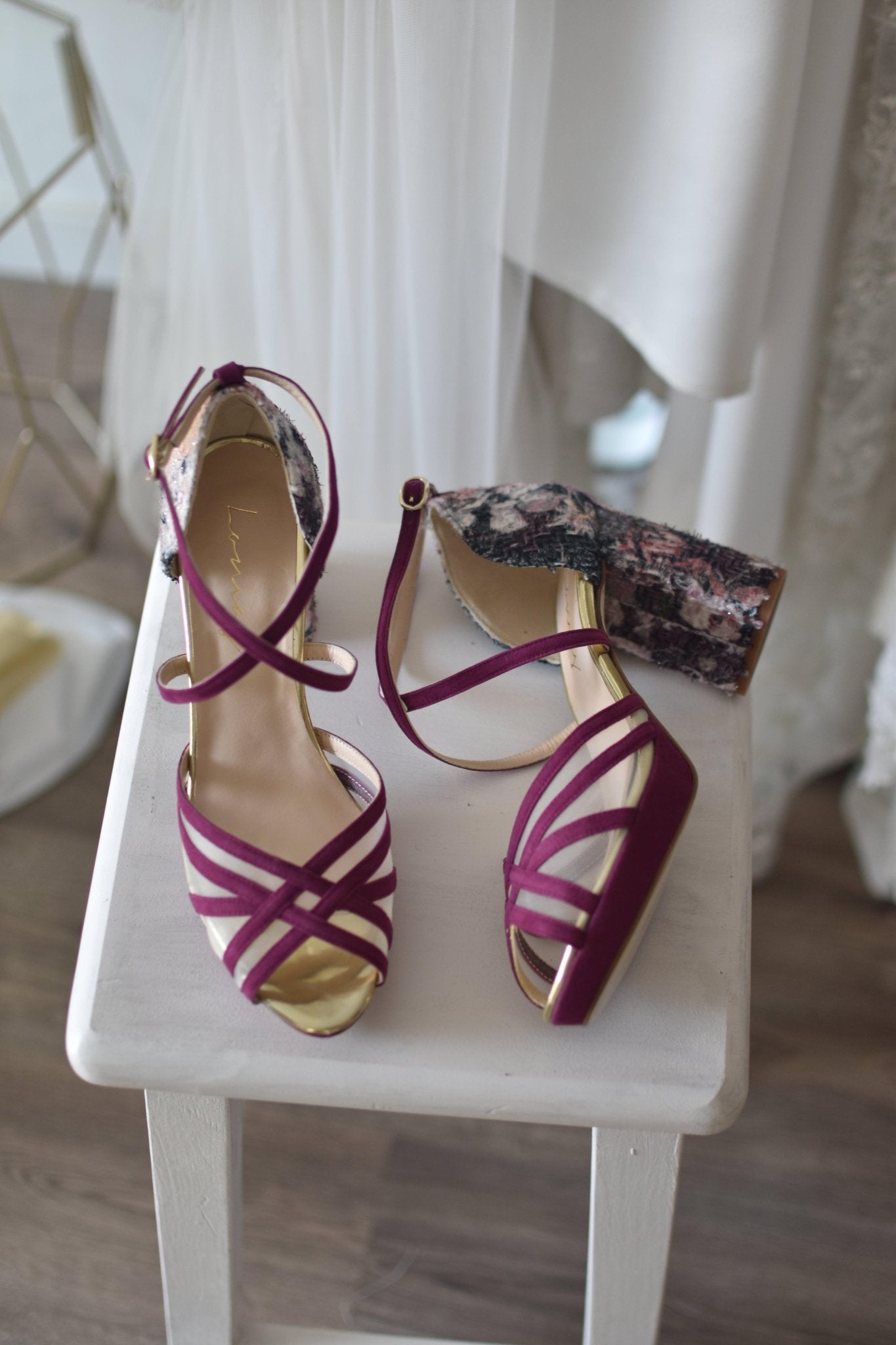 ANTONELLA bugundi tweed TOTAL floral 85 - zapatos_novia