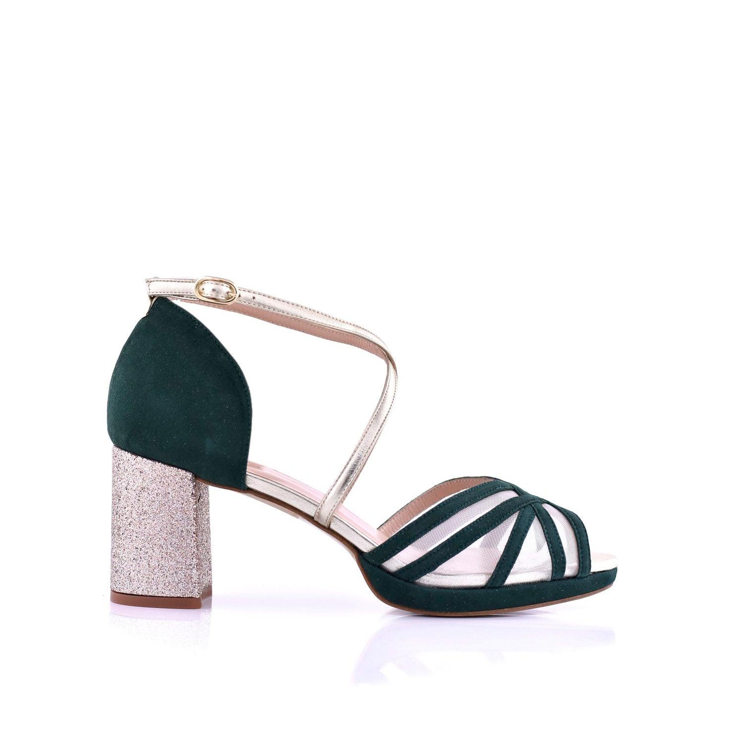 Antonella Verde Forest-Gold Petit — Zapatos de novia Lomas Shoes