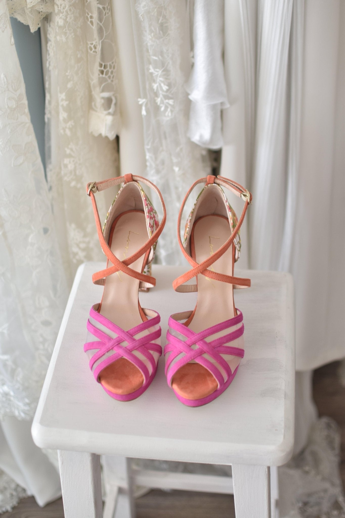 ANTONELLA fucsia y mandarina Mandarín 95 - zapatos_novia