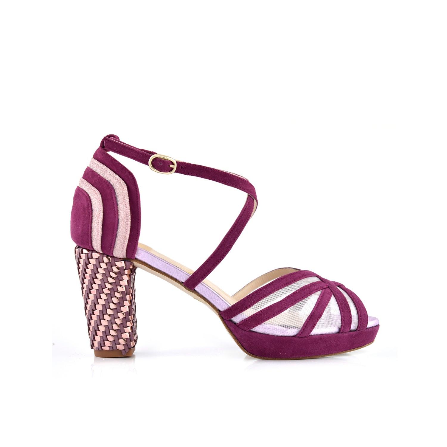 Antonella Burdeos Infinito Burgundi Midi Alto — Zapatos de novia Lomas Shoes
