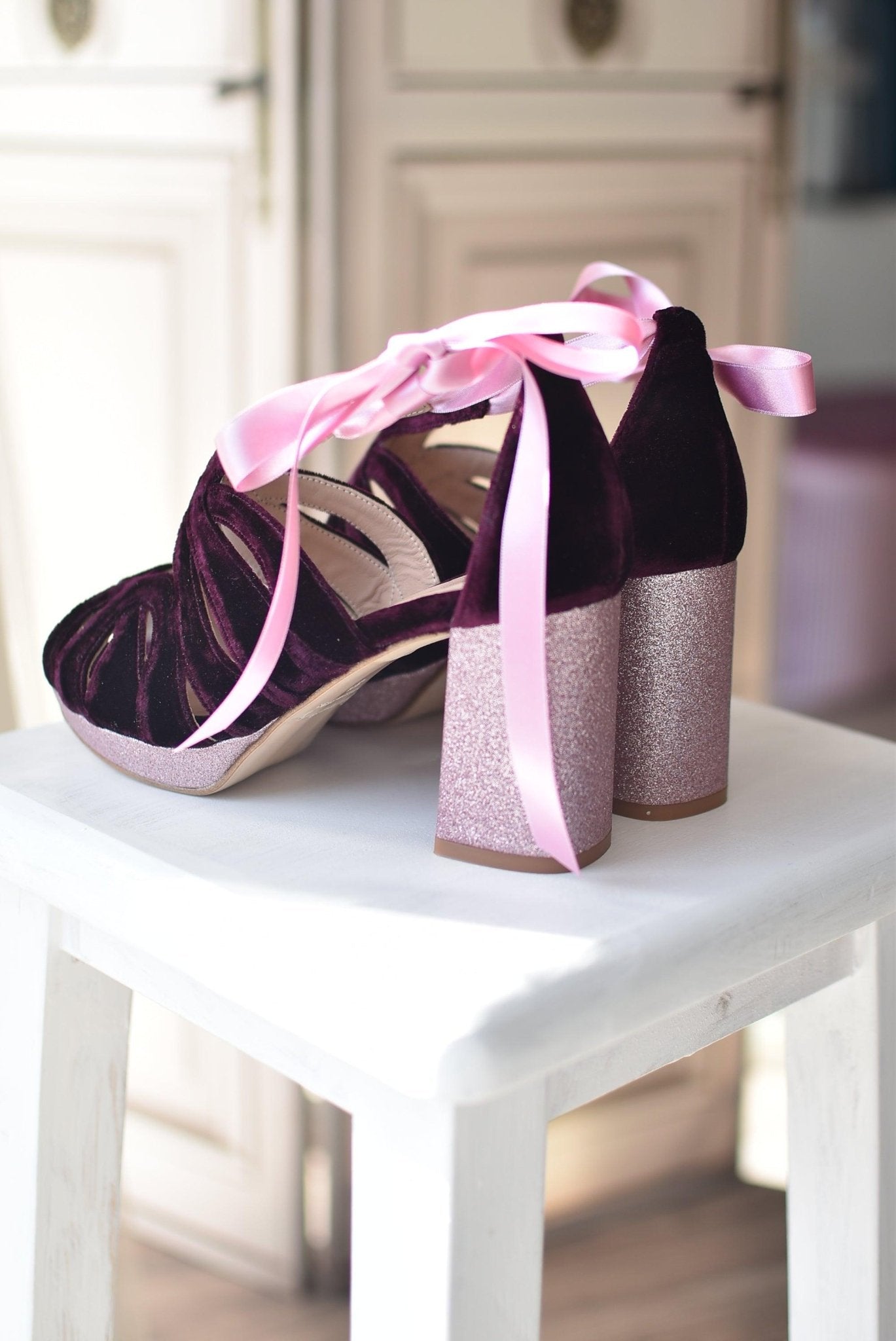 ARAVIS burdeos velvet glitter rosa 85 - zapatos_novia