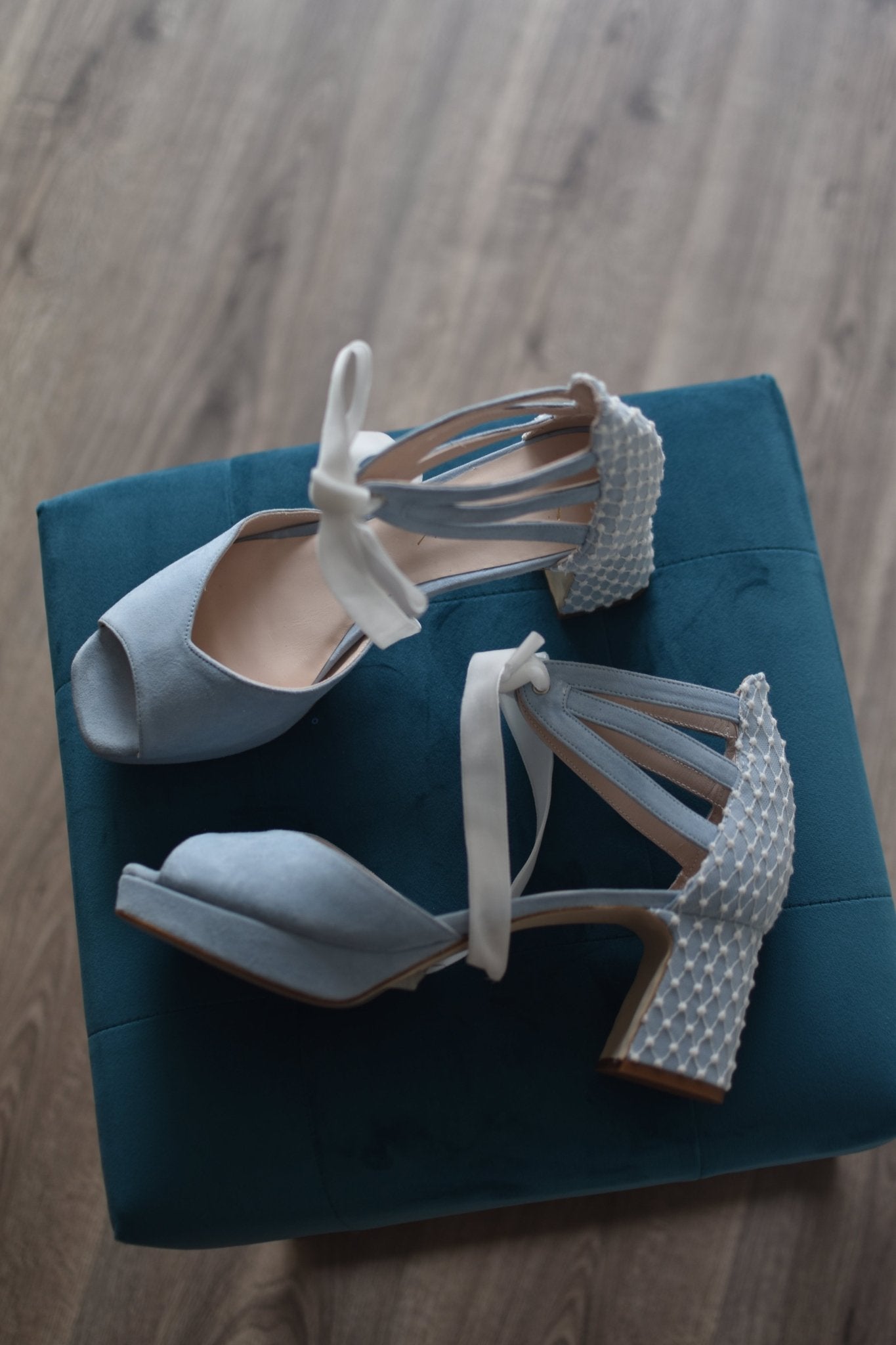 AYLA abierto celeste red plumeti mini horma reina - zapatos_novia