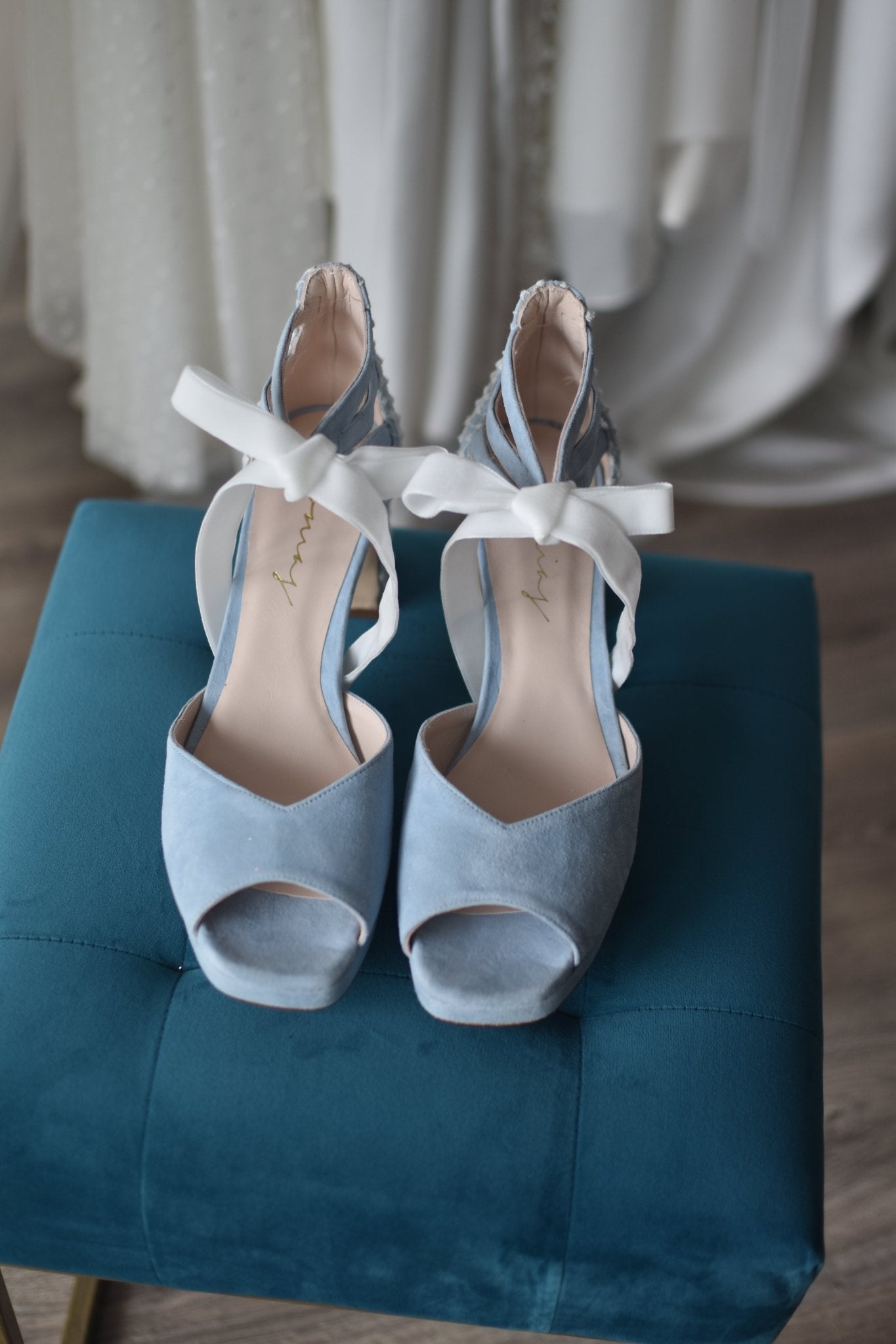 AYLA abierto celeste red plumeti mini horma reina - zapatos_novia