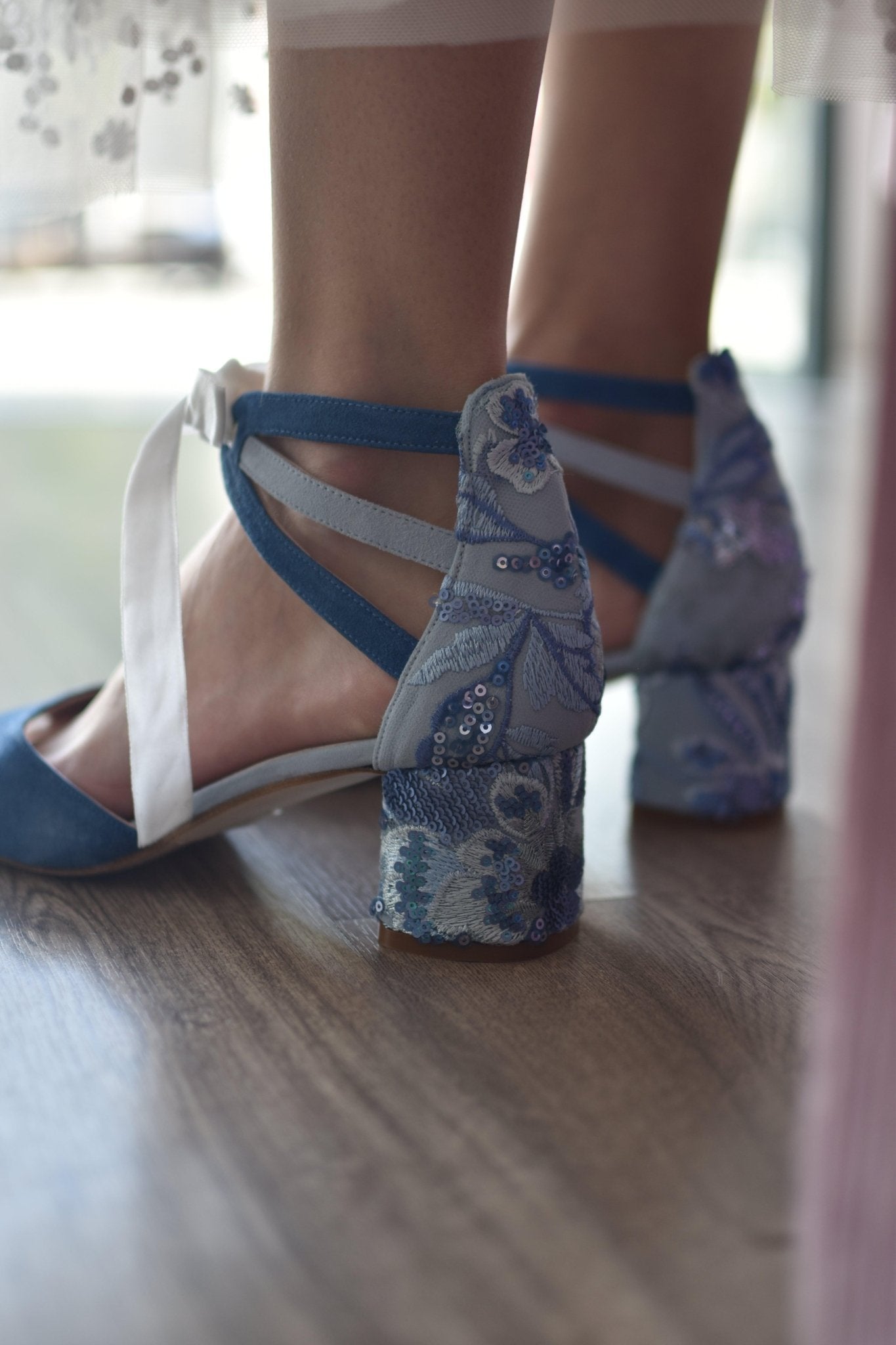 AYLA azul riverside bordad Grafito azul mini 55 - zapatos_novia