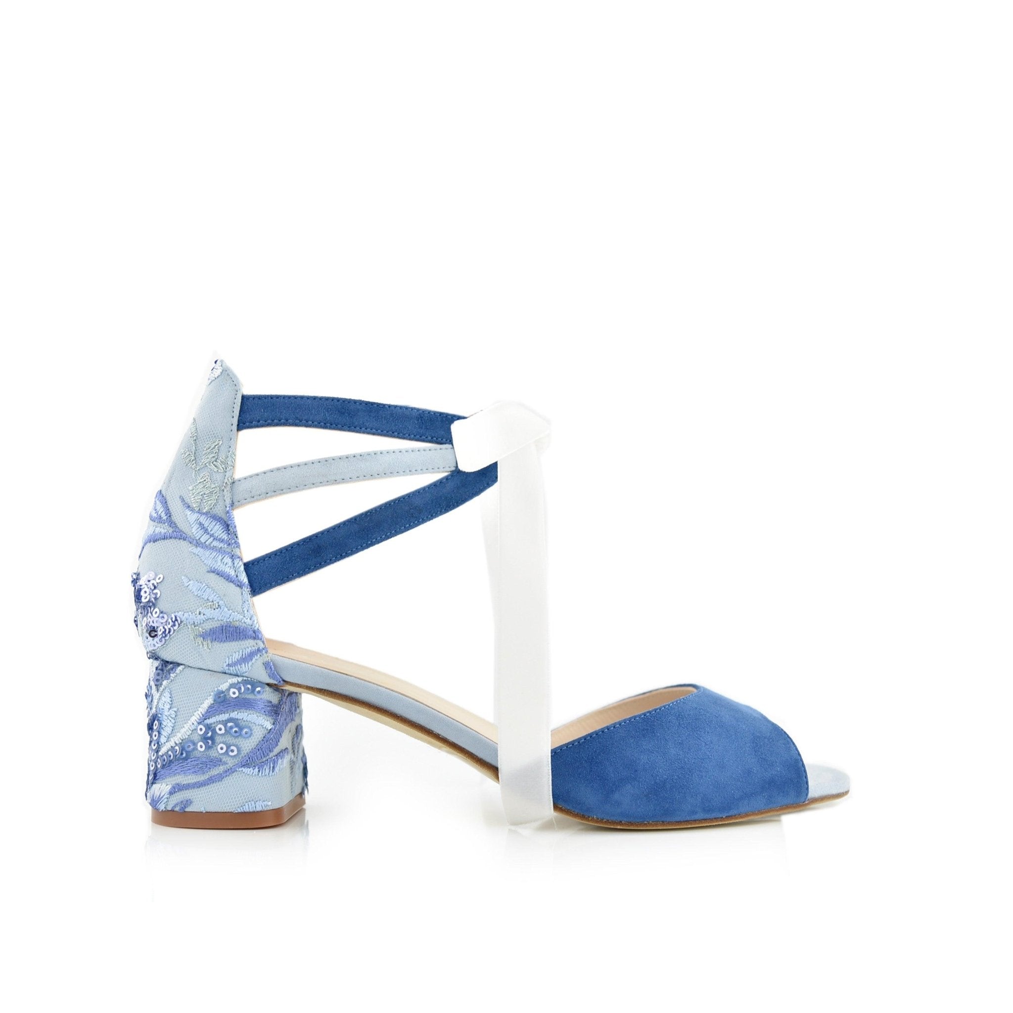 Ayla Color Azul Riverside Bordad Mini — Zapatos de novia Lomas Shoes
