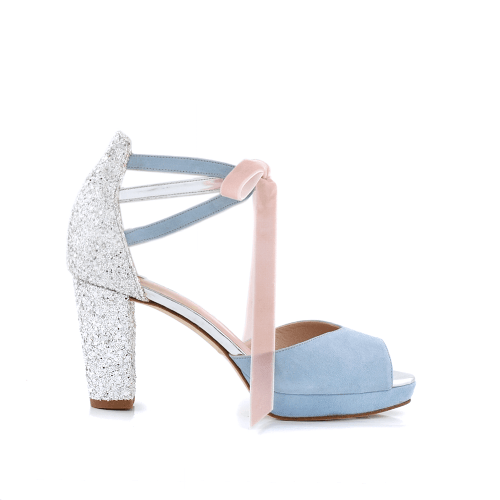 Ayla Celeste Glitter Cristal Midi Alto — Zapatos de novia Lomas Shoes