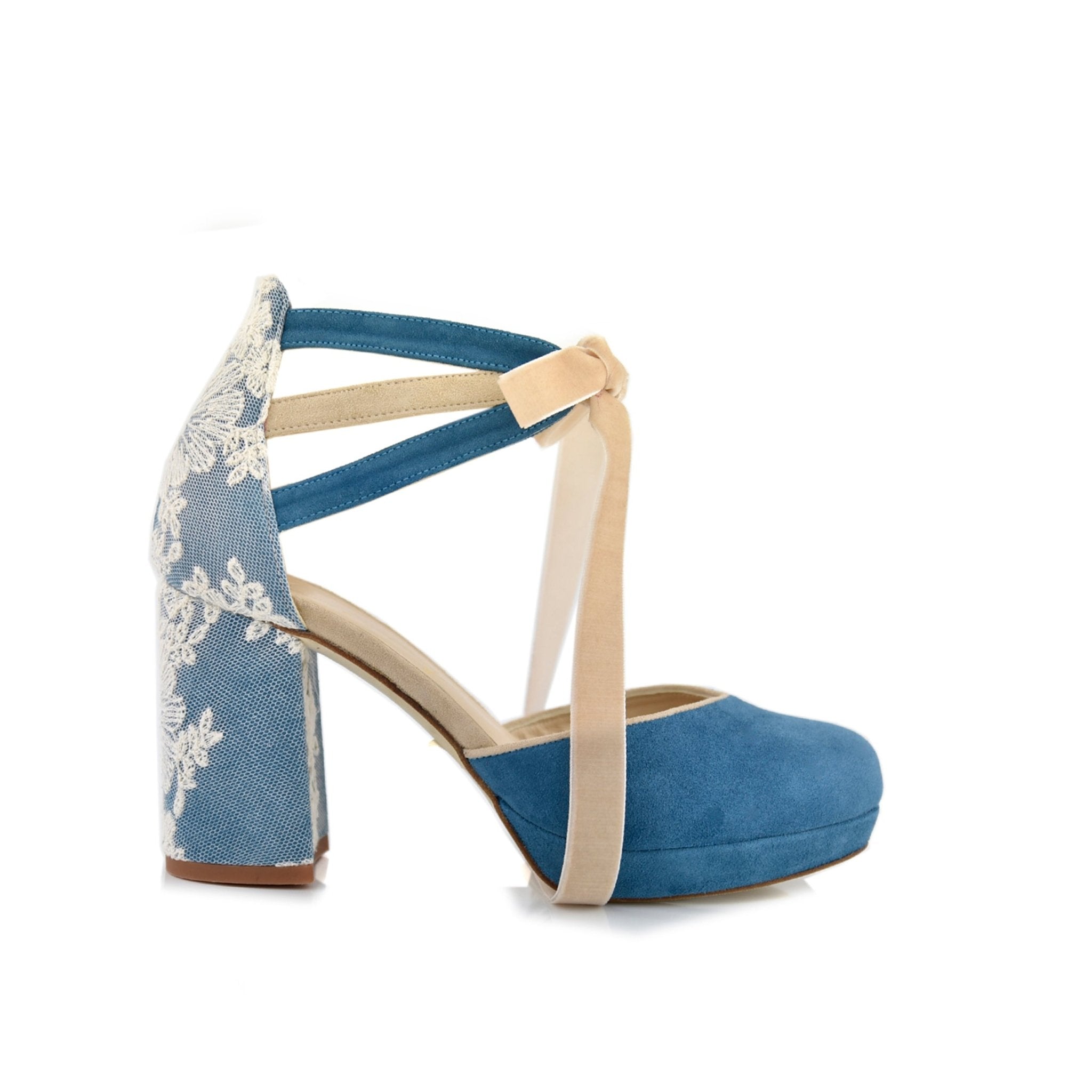 Ayla Blanco Petrol Oliveti Midi — Zapatos de novia Lomas Shoes