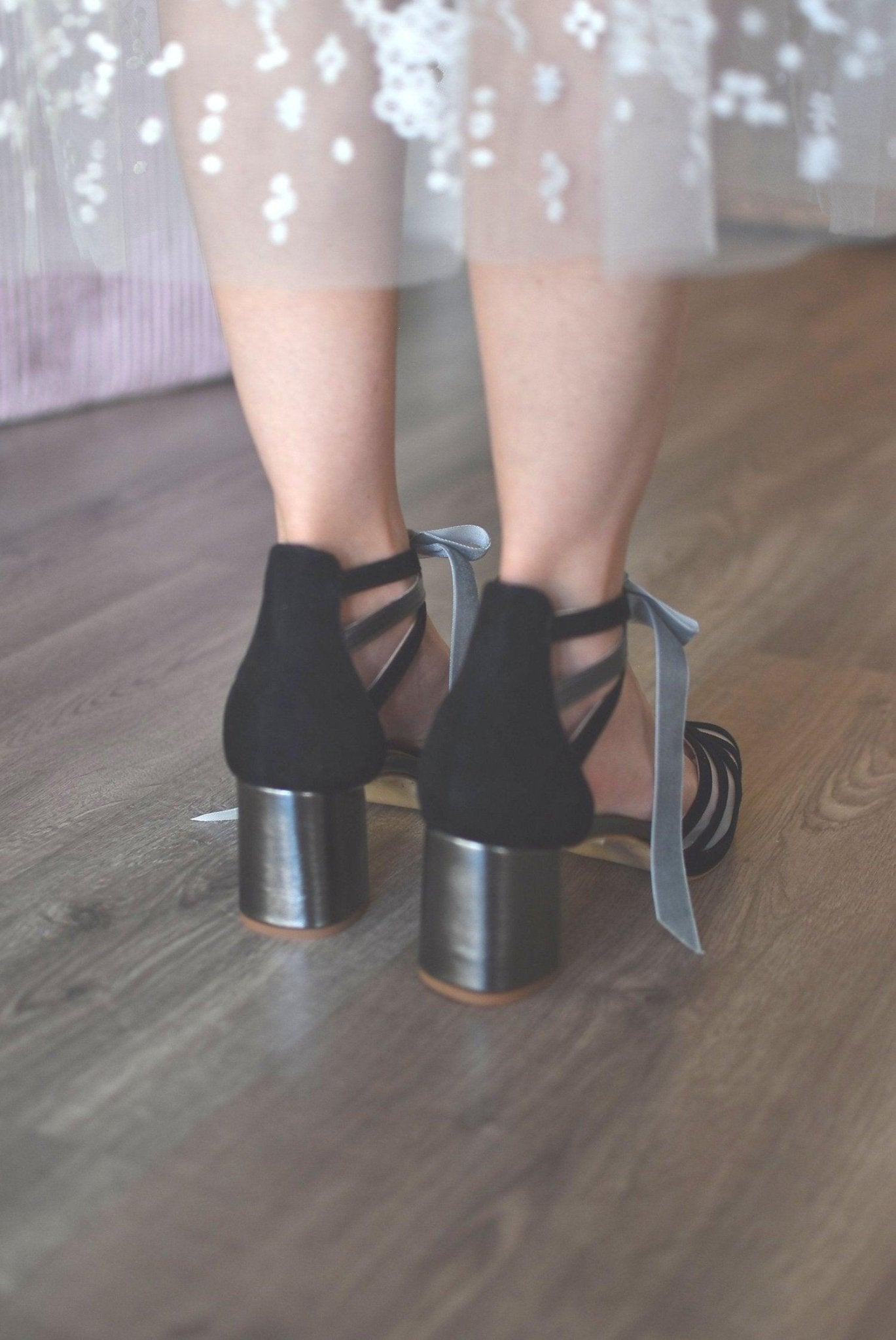 AYLA LANZAROTE black silver mini - zapatos_novia