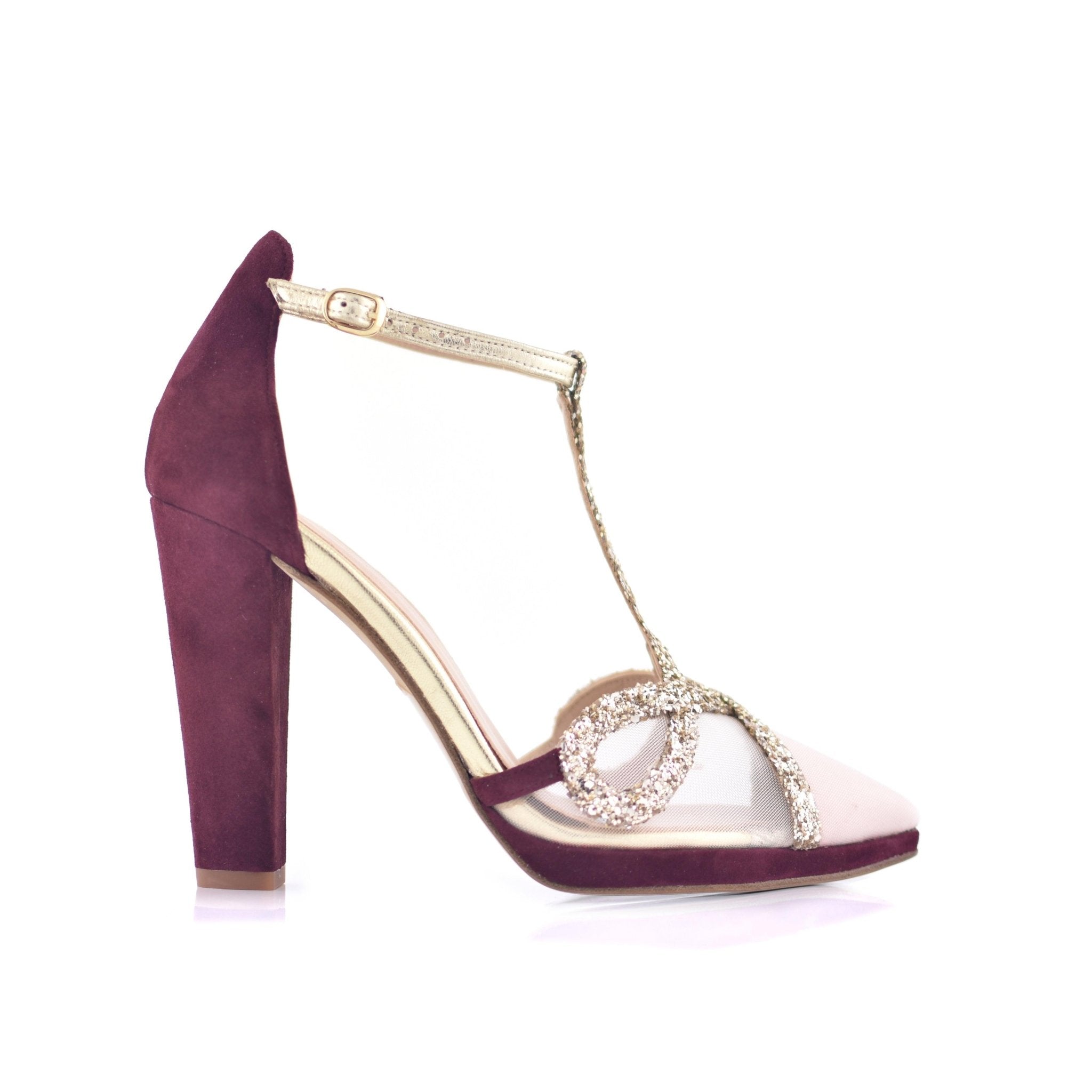 .BLACK LOVE MACARENA burdeos con glitter oro TALLA 37 - zapatos_novia
