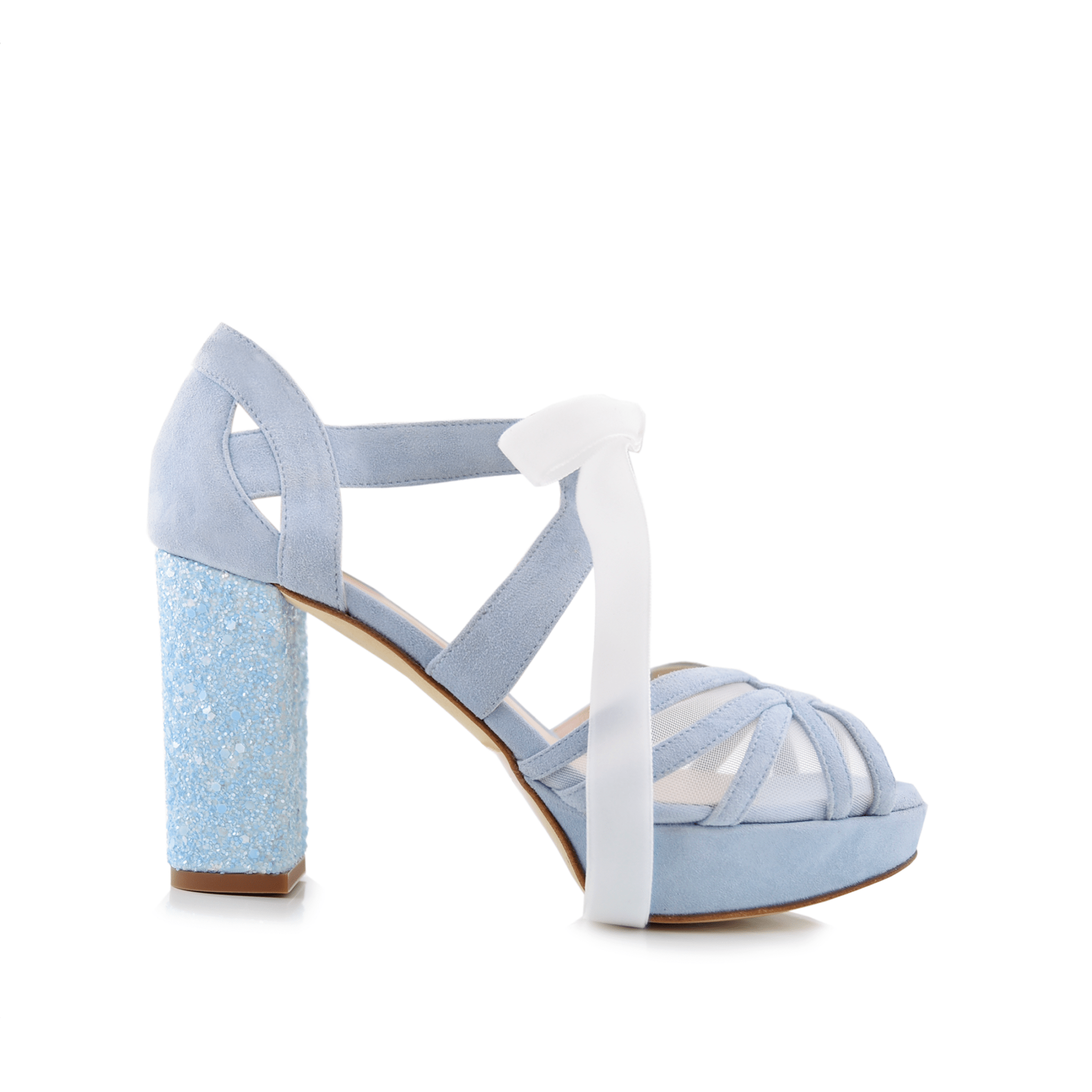 Ciara Celeste Azul Glitter Party Alto — Zapatos de novia Lomas Shoes