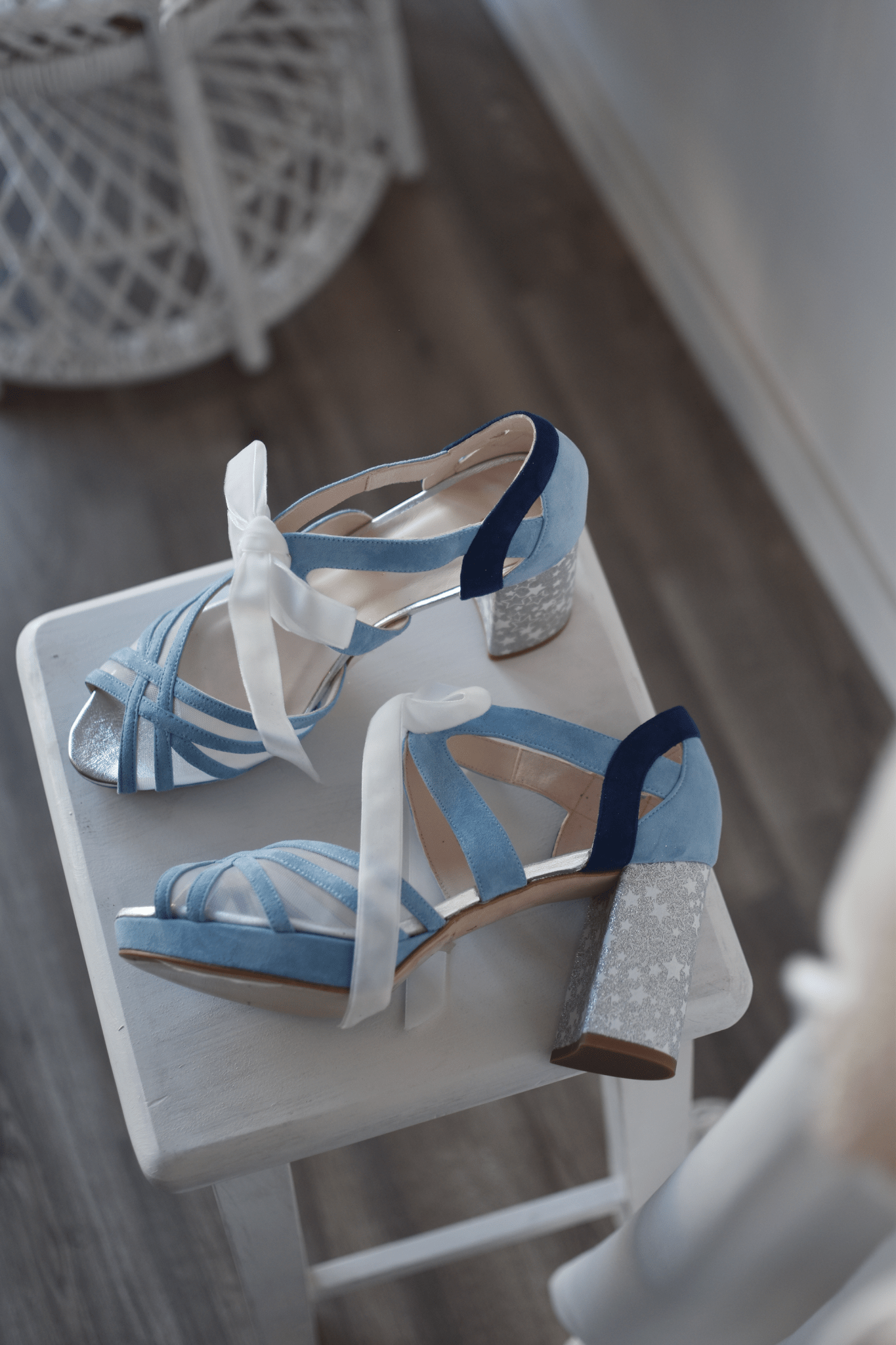 CIARA azul celeste jean plata estrellas glitter 85 - zapatos_novia