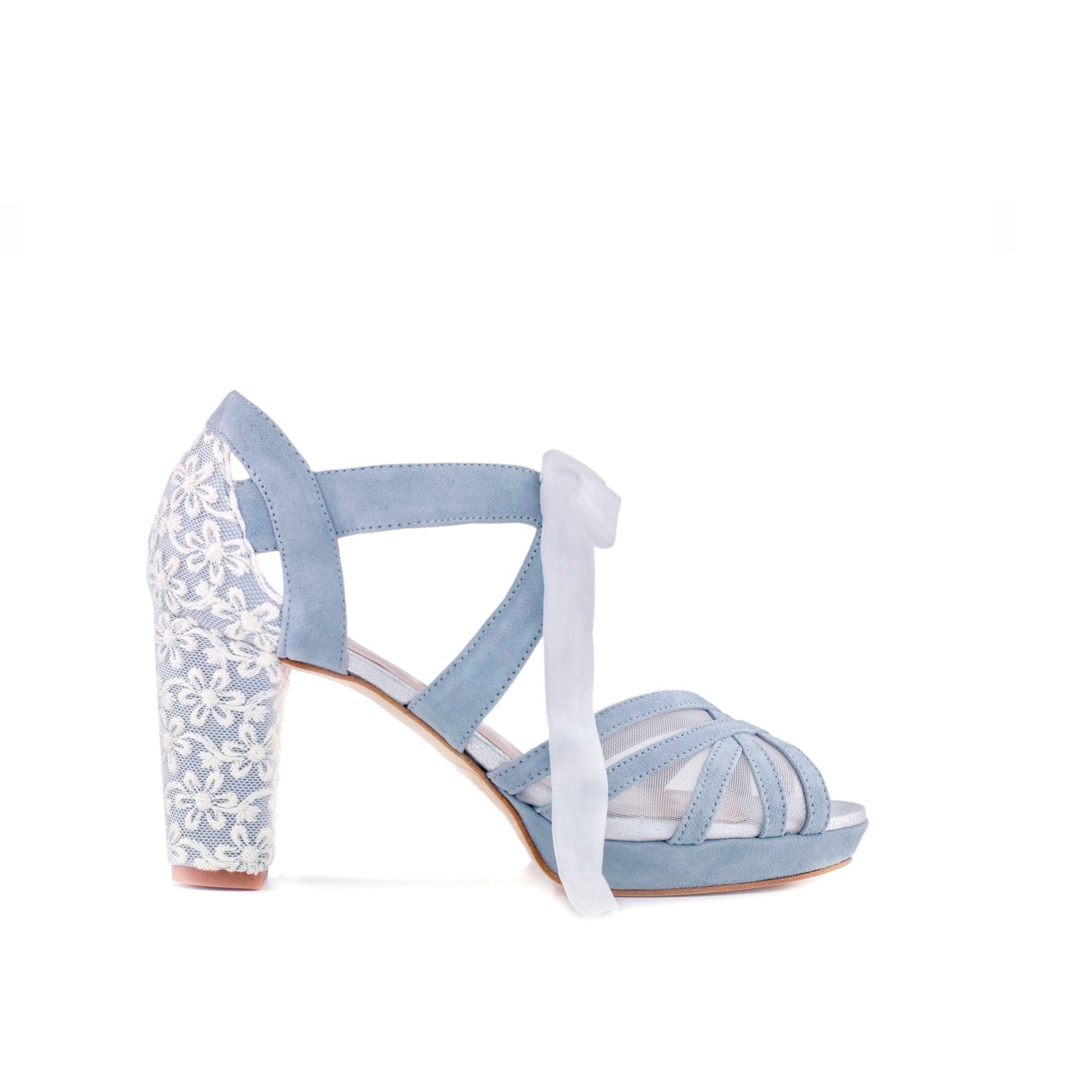 Ciara Celeste Azul Paraíso Marion Alto — Zapatos de novia Lomas Shoes