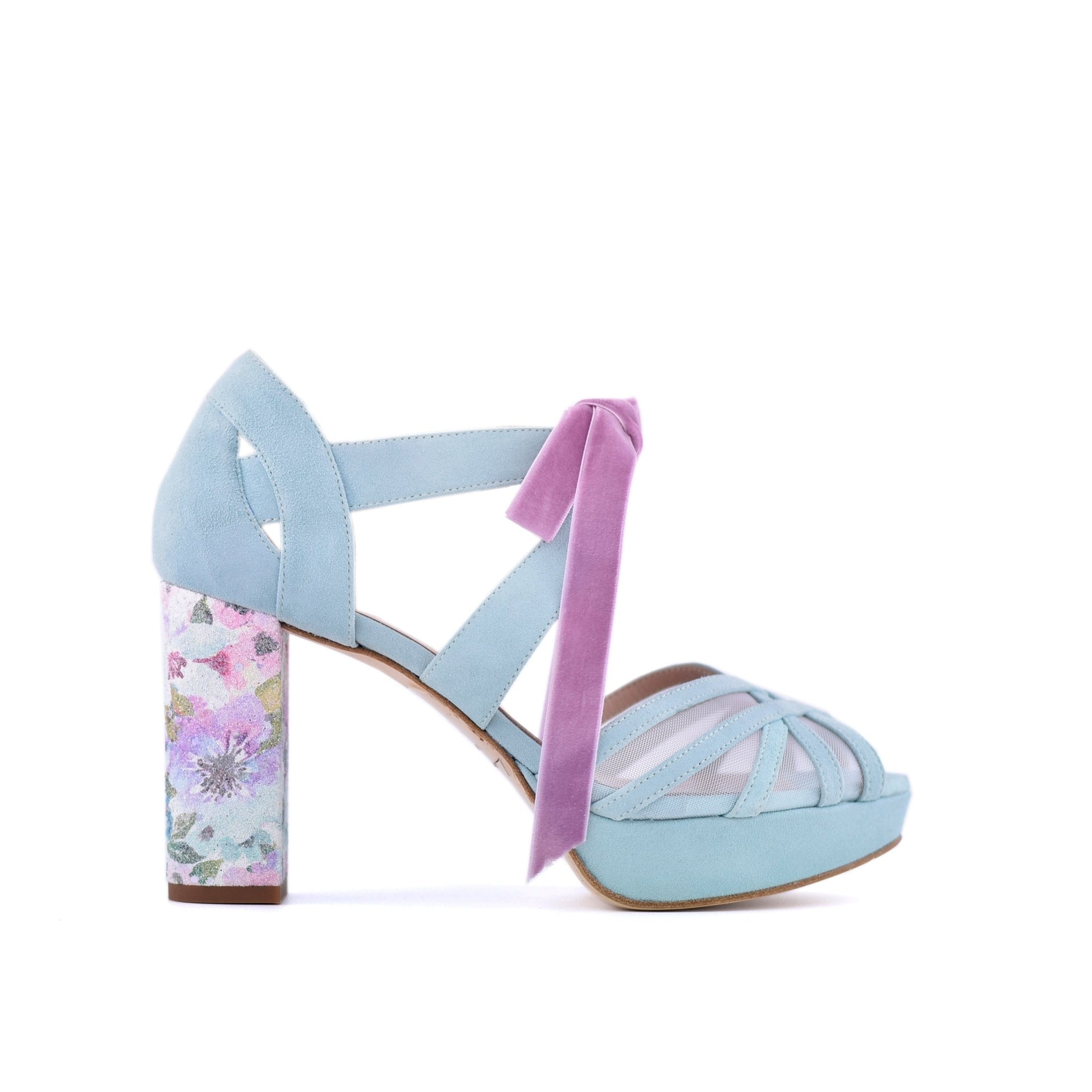 Ciara Celeste Blossom Mint Alto — Zapatos de novia Lomas Shoes