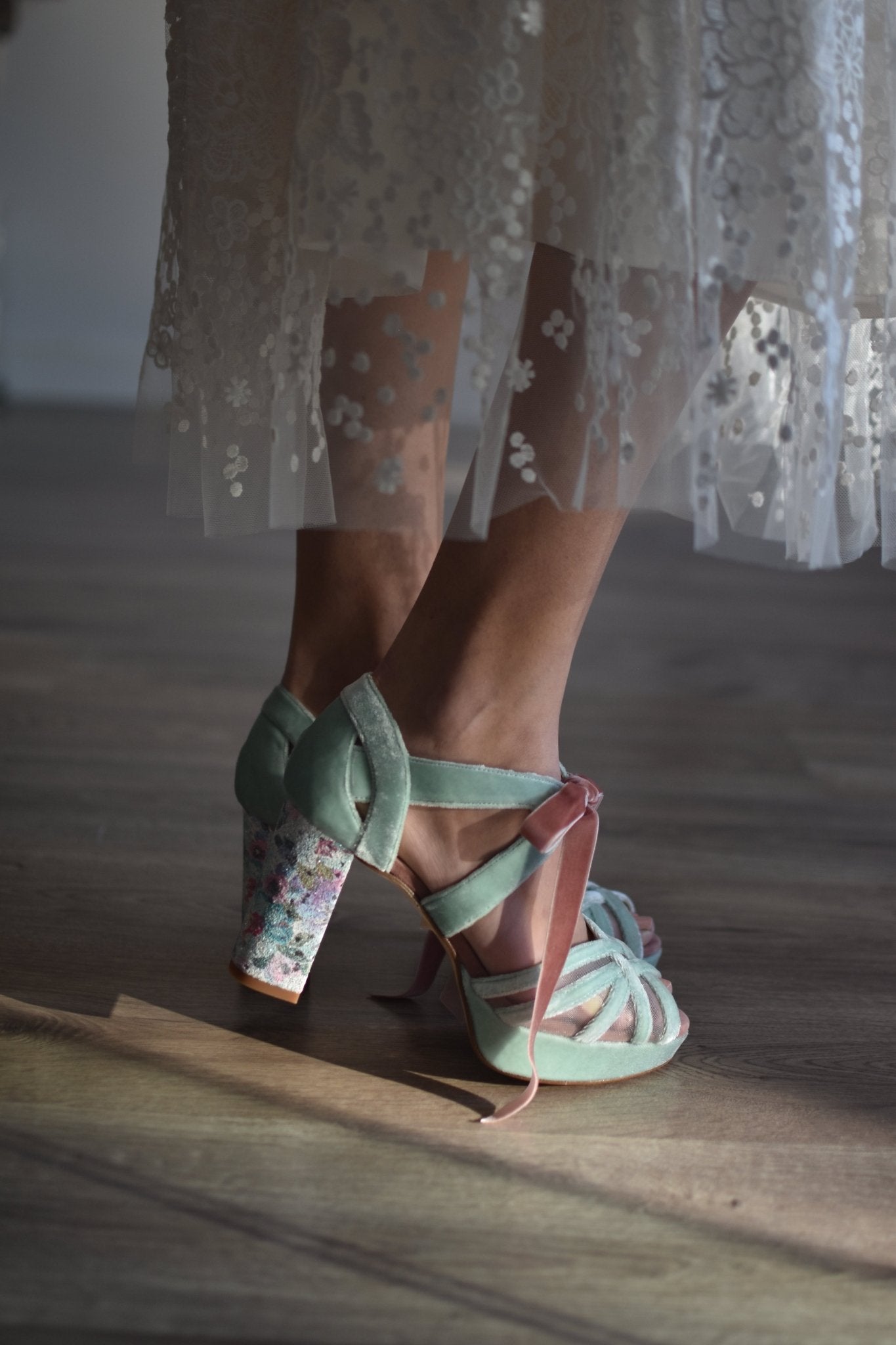 CIARA Blossom velvet mint 95 - zapatos_novia