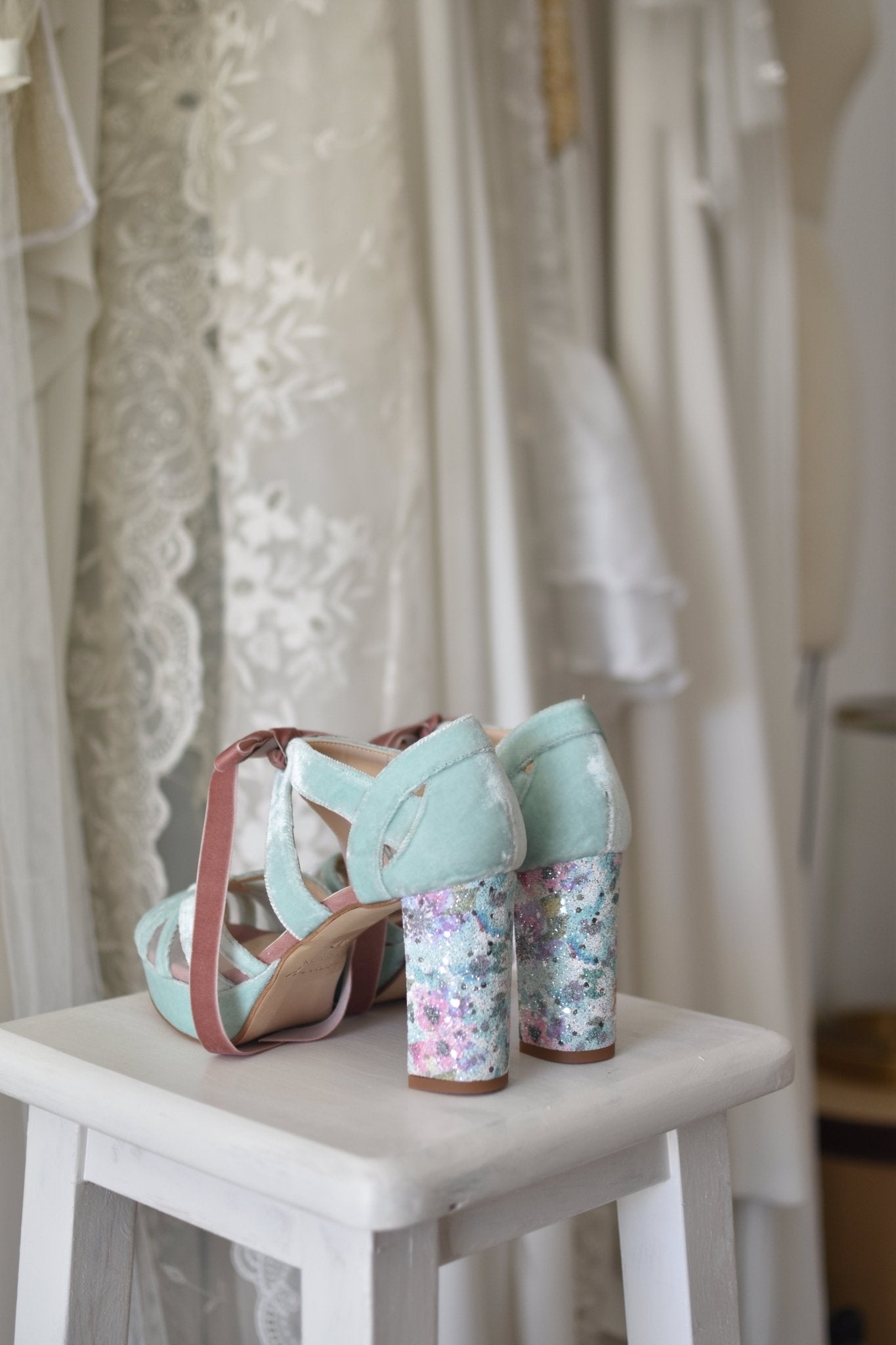 CIARA Blossom velvet mint 95 - zapatos_novia