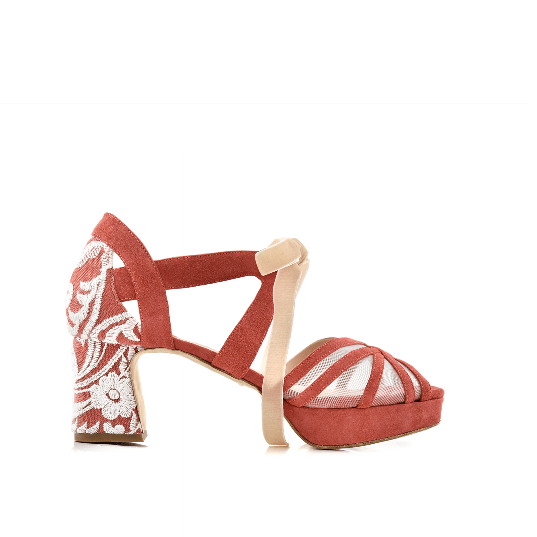 Ciara Blanco Teja Bordado Bordado Mini — Zapatos de novia Lomas Shoes
