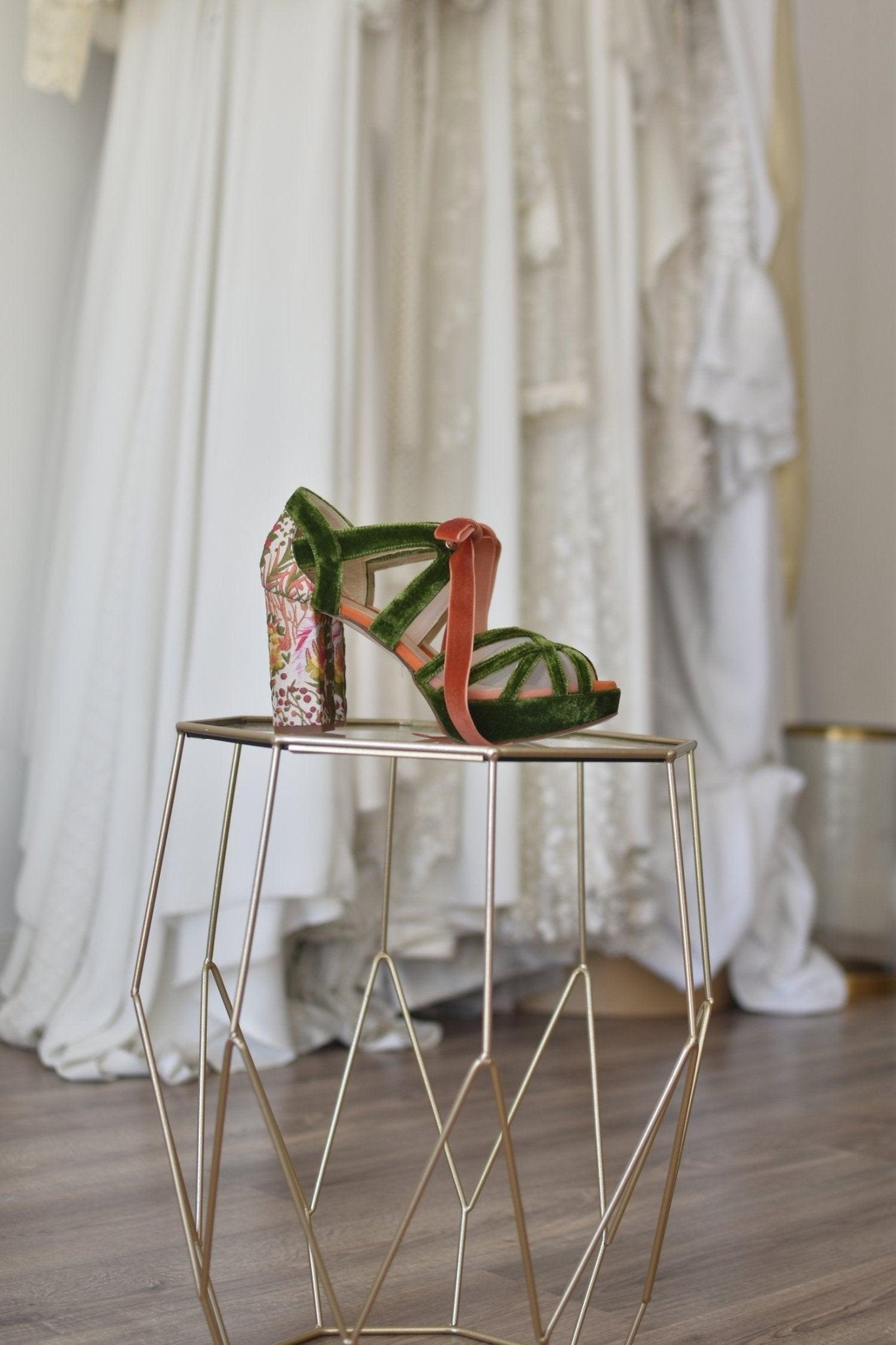 CIARA verde Amazonas velvet Mandarín 95 - zapatos_novia