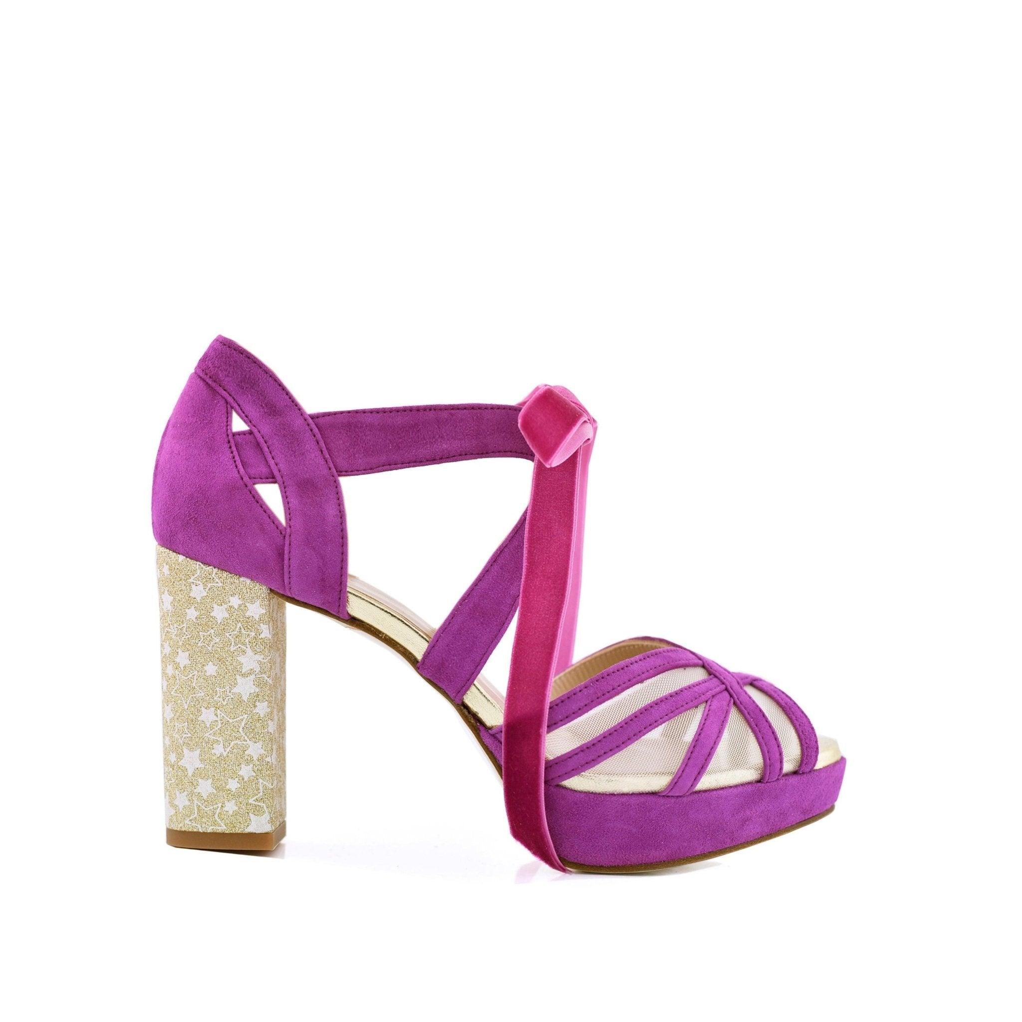 Ciara Buganvilla Viva Gold Star Alto — Zapatos de novia Lomas Shoes