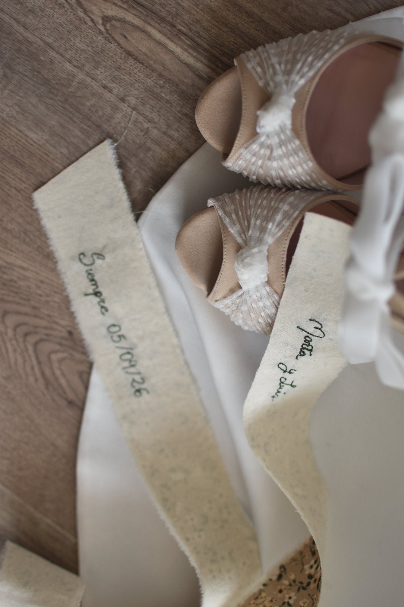 Cinta de ramo novia bordado RÚSTICA floral - zapatos_novia