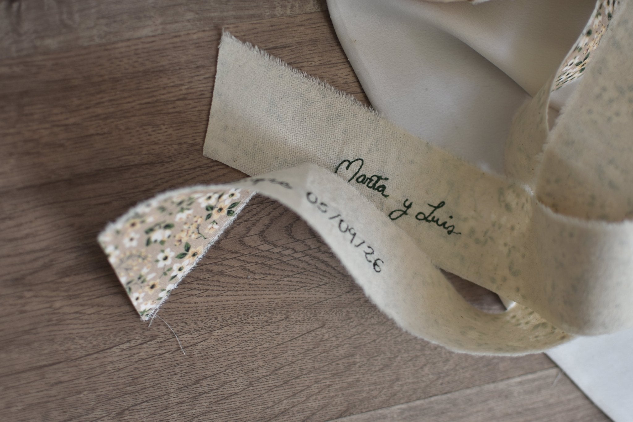 Cinta de ramo novia bordado RÚSTICA floral - zapatos_novia