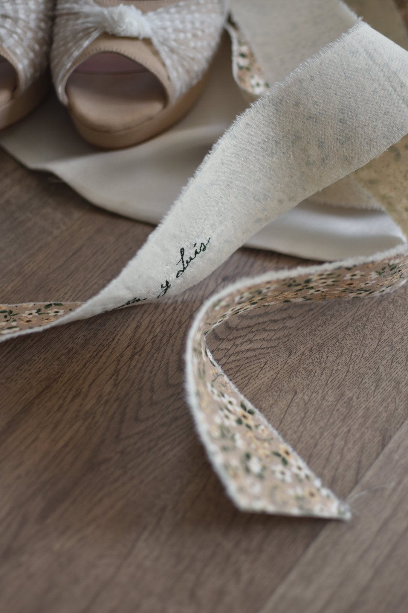 Cinta de ramo novia bordado RÚSTICA floral - zapatos_novia