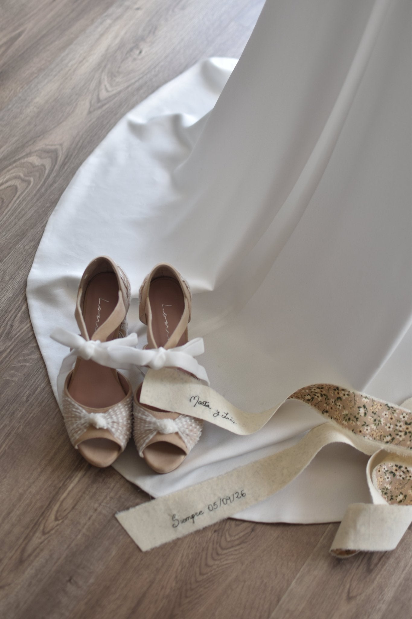 Cinta de ramo novia bordado RÚSTICA floral - zapatos_novia