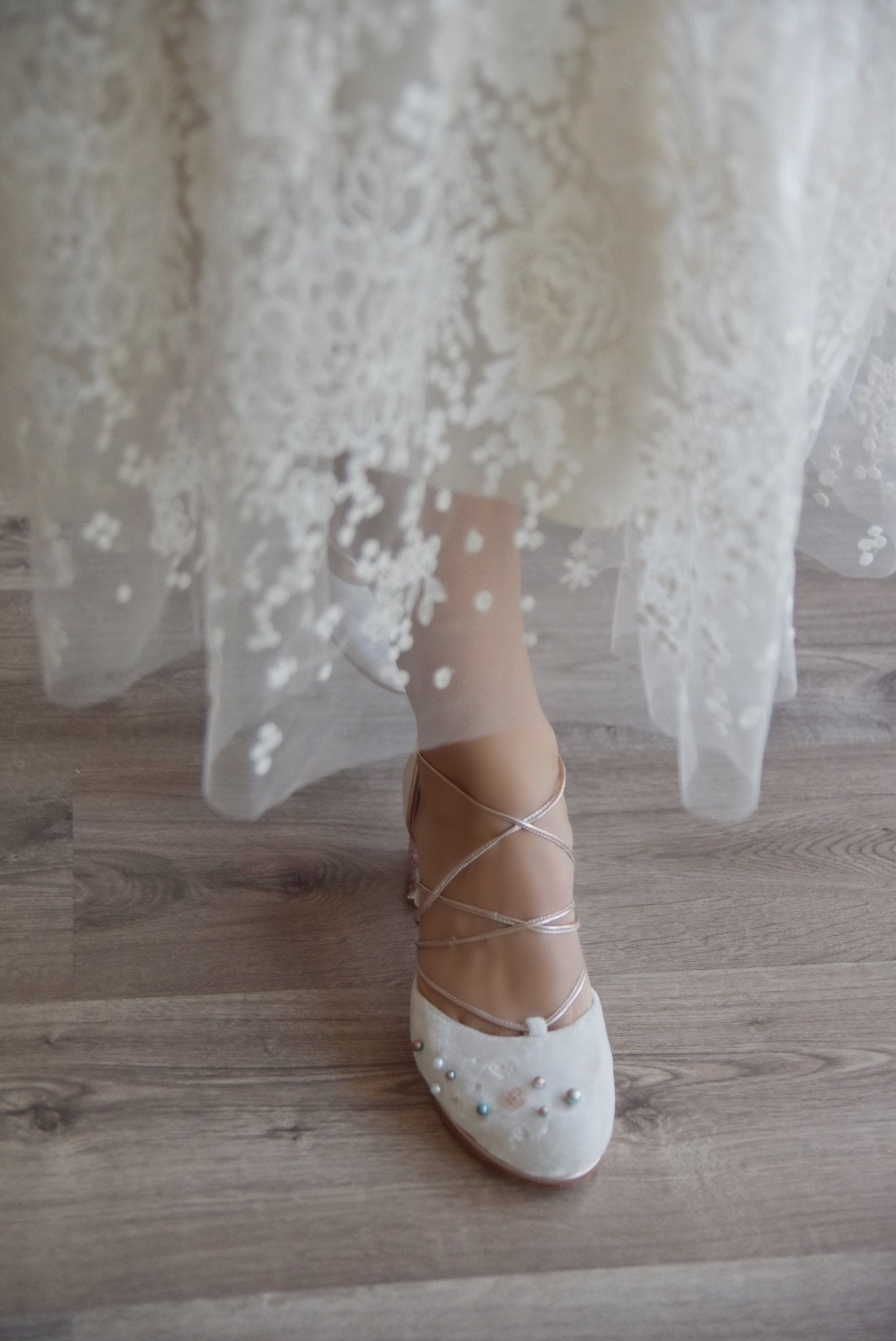 DAHUD white velvet lentejuelas mini - zapatos_novia