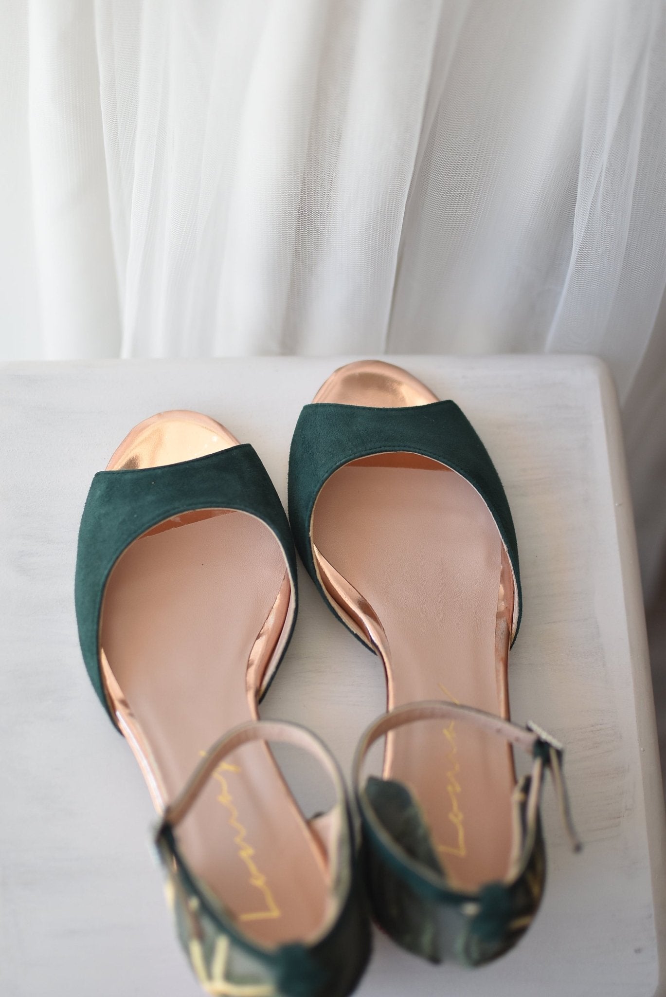 Diana verde bordado Jordania mini - zapatos_novia
