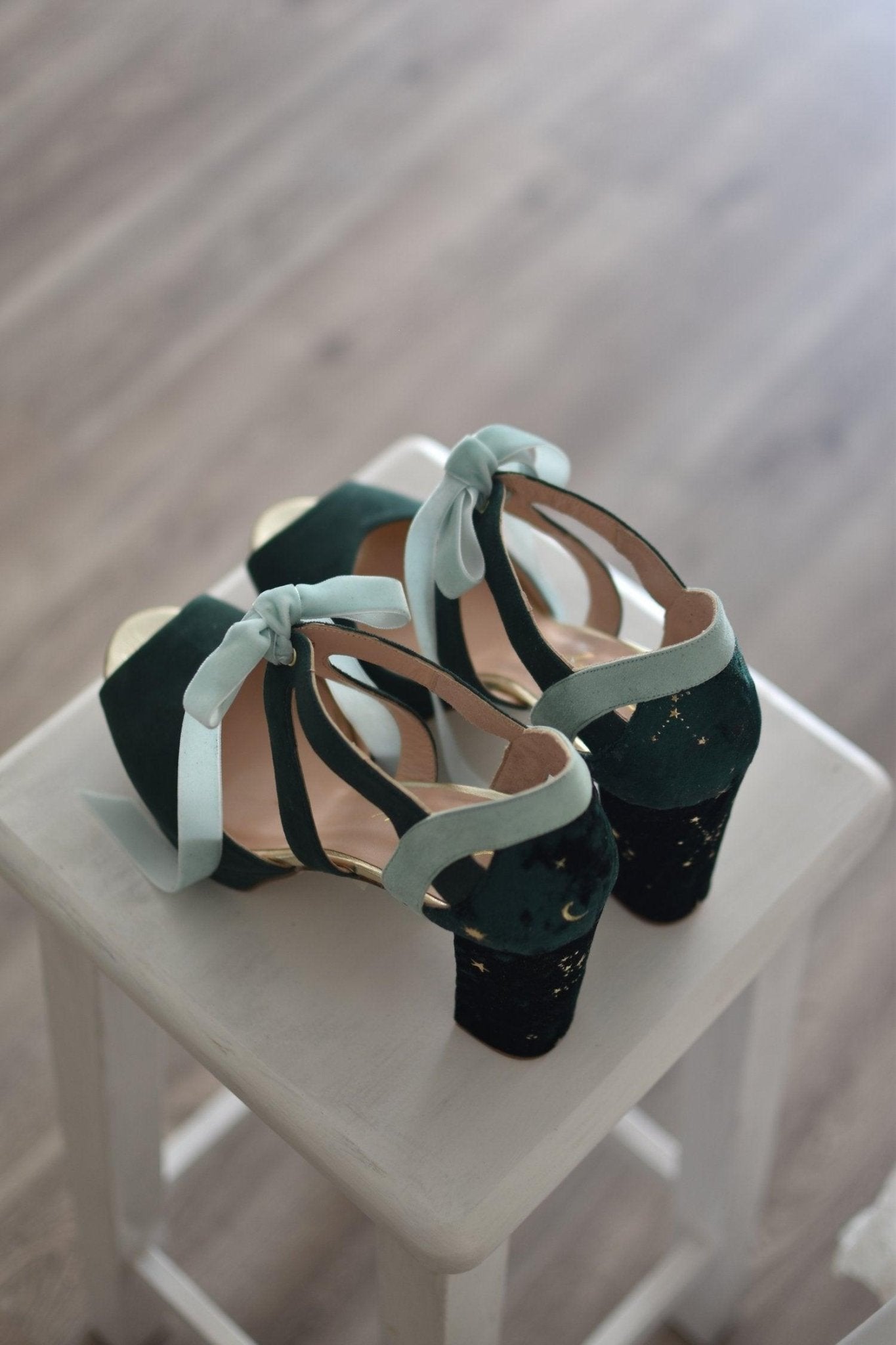 Hera abierto verde forest y mint Constelación 95 - zapatos_novia
