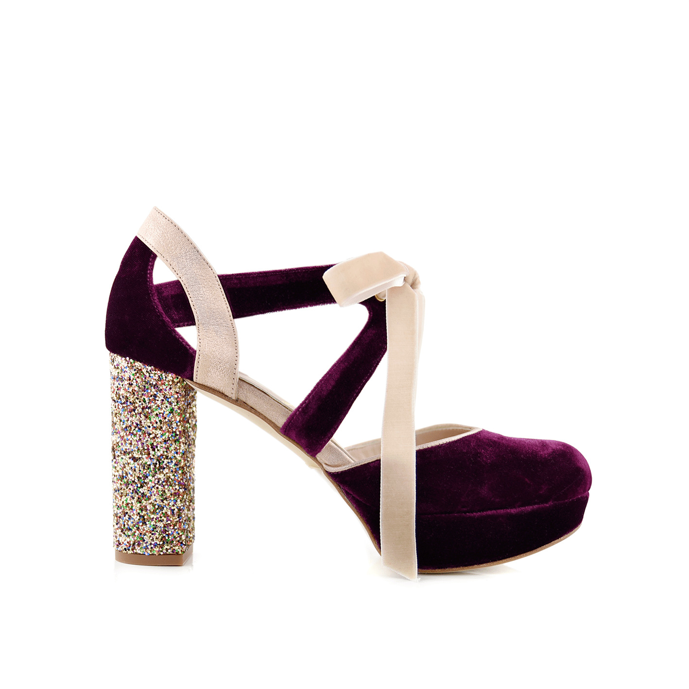 Hera Buganvilla Glitter Alto — Zapatos de novia Lomas Shoes