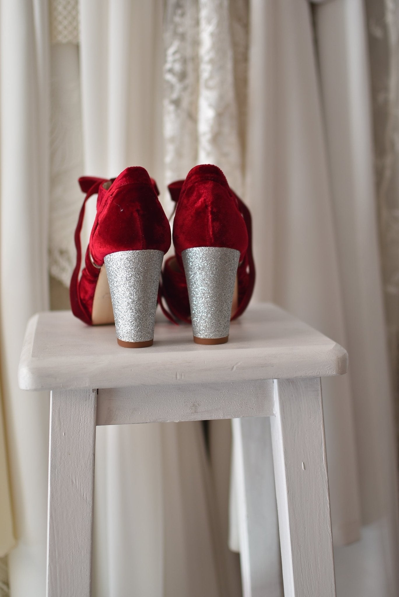 Hera cerrado velvet burdeos glitter plata 85 - zapatos_novia