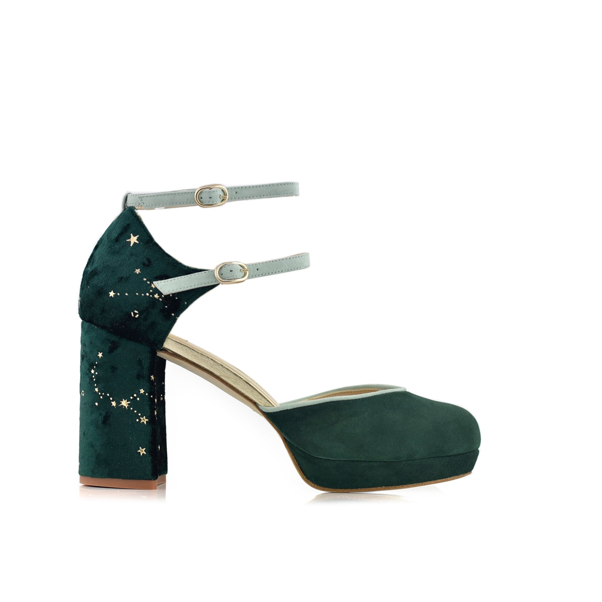 Hibisco Verde Constelación Midi — Zapatos de novia Lomas Shoes