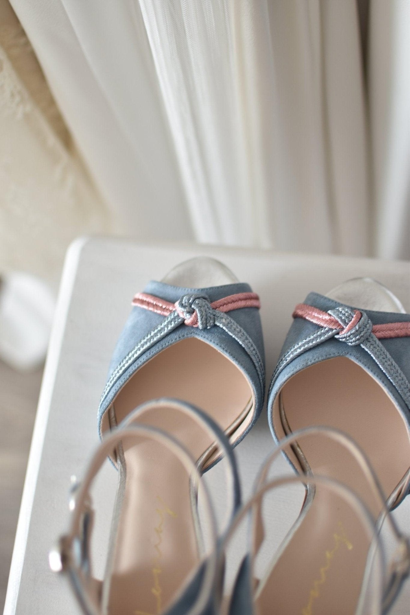 HIBISCO jeans con nudos de seda bicolor tacón 95 - zapatos_novia