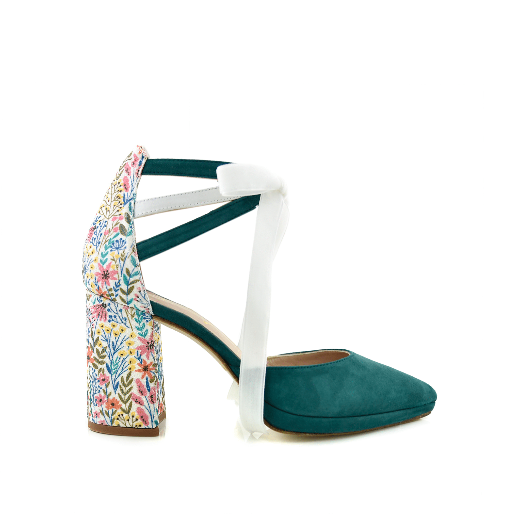 Lola Verde Ayla Botella Aquarelle Midi — Zapatos de novia Lomas Shoes