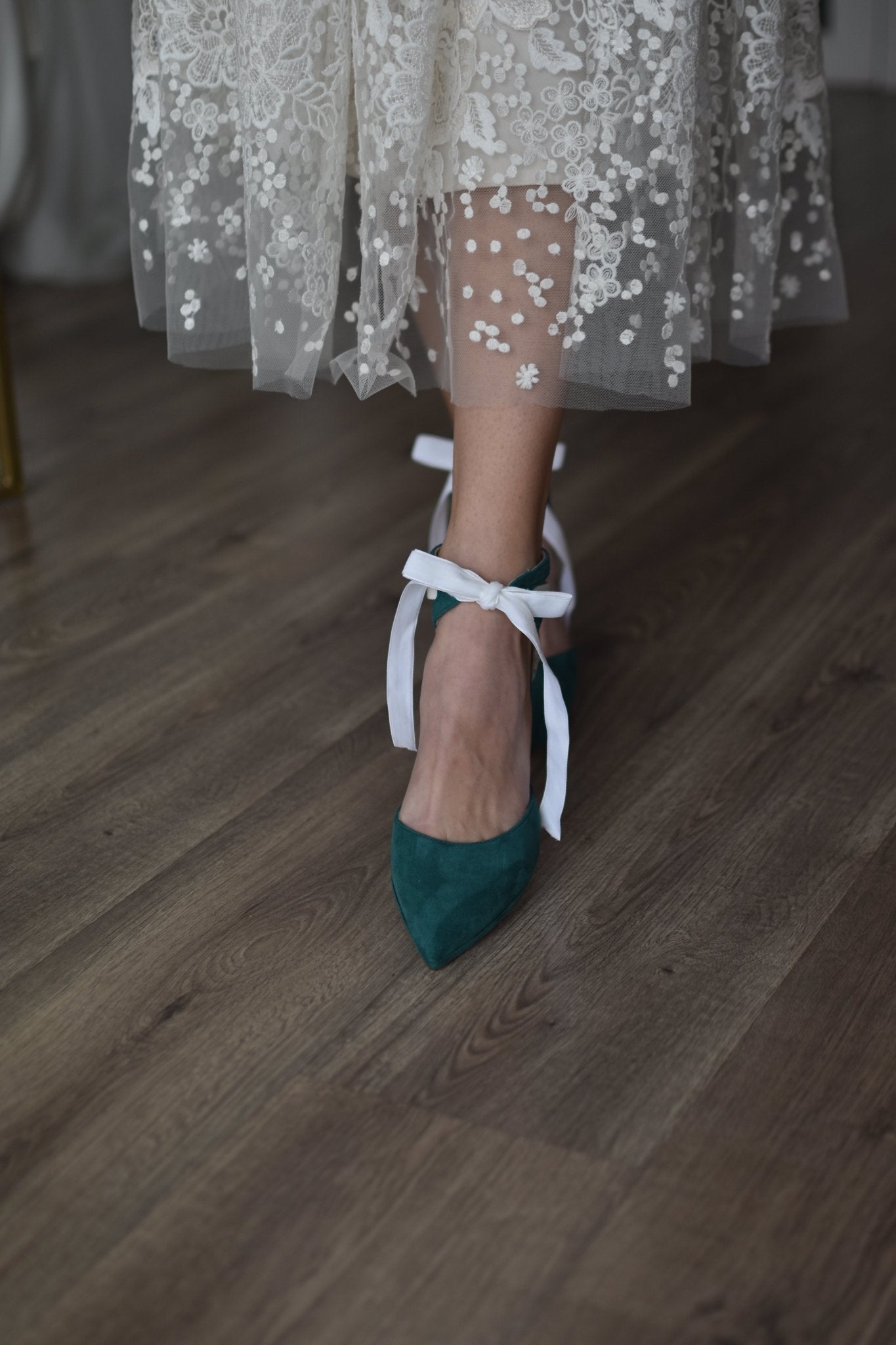 LOLA - AYLA verde botella Aquarelle 85 - zapatos_novia
