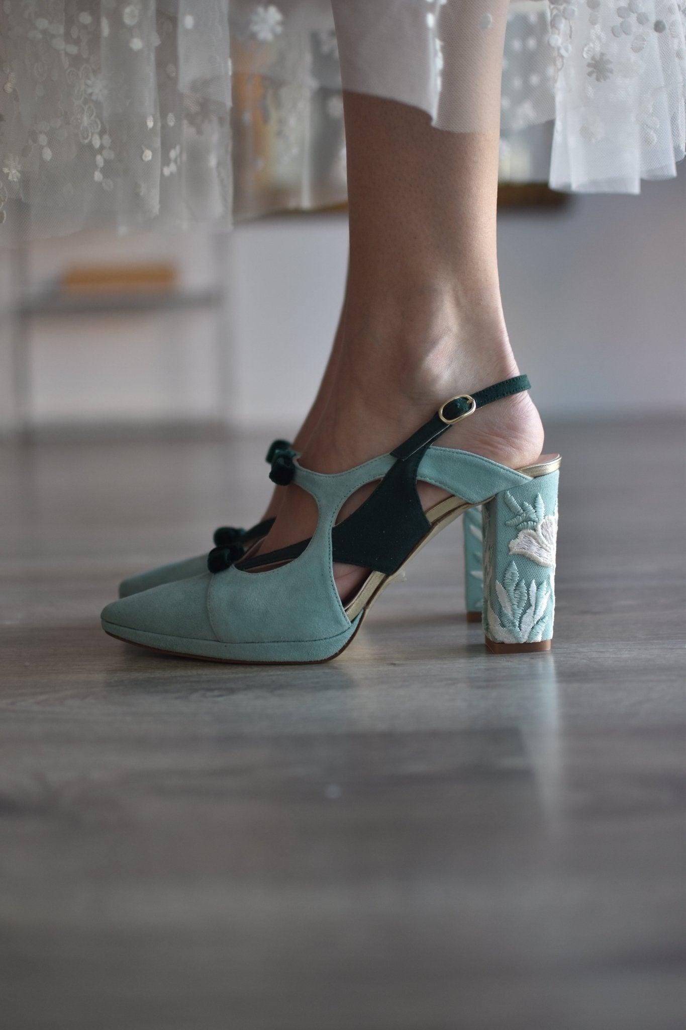 LOLA - Emalina verde y mint bordado Atenas 95 - zapatos_novia