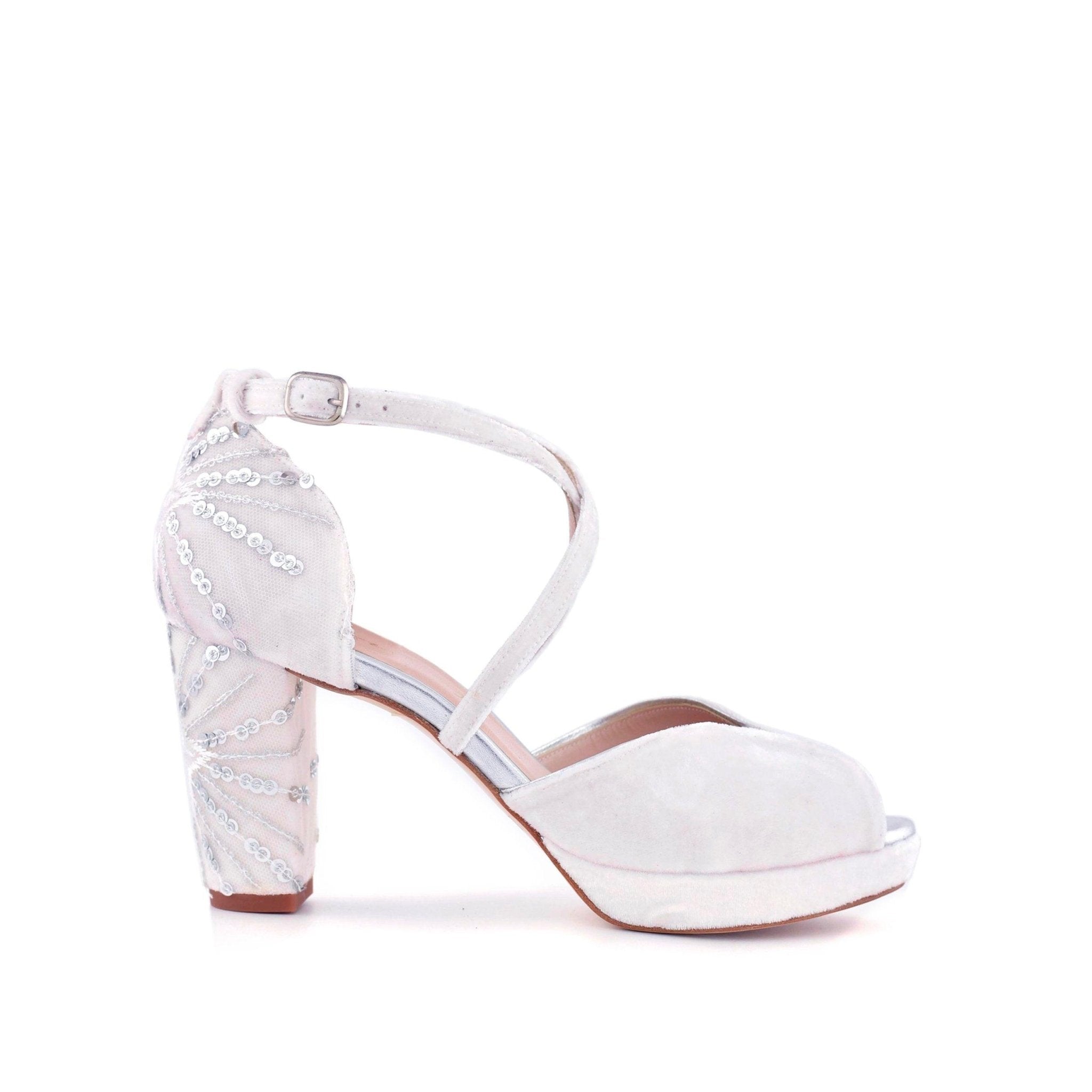 Luna Blanco Estrella Plata Midi — Zapatos de novia Lomas Shoes