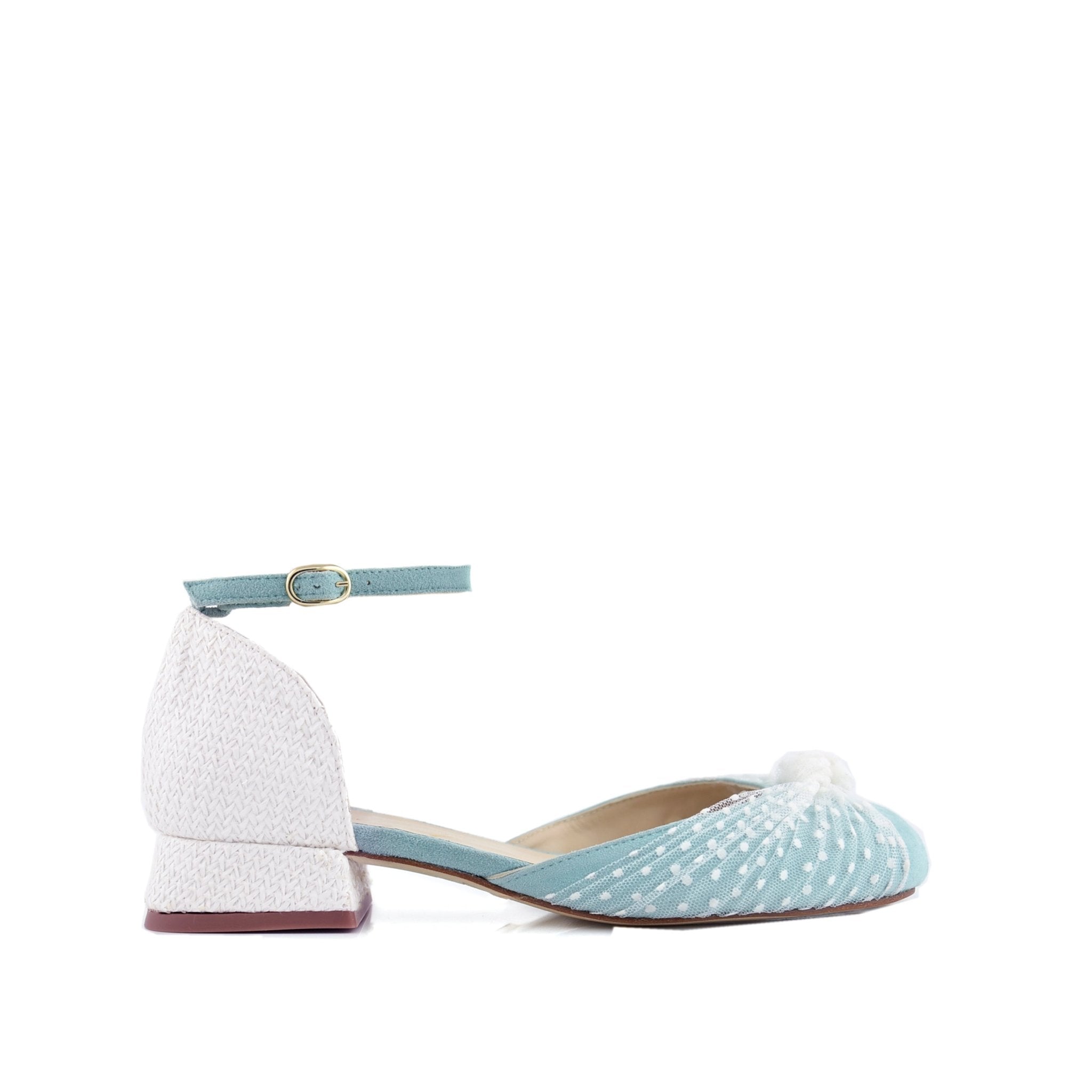 Manoletinas Mint Vika Plumeti Tacón Alto — Zapatos de novia Lomas Shoes