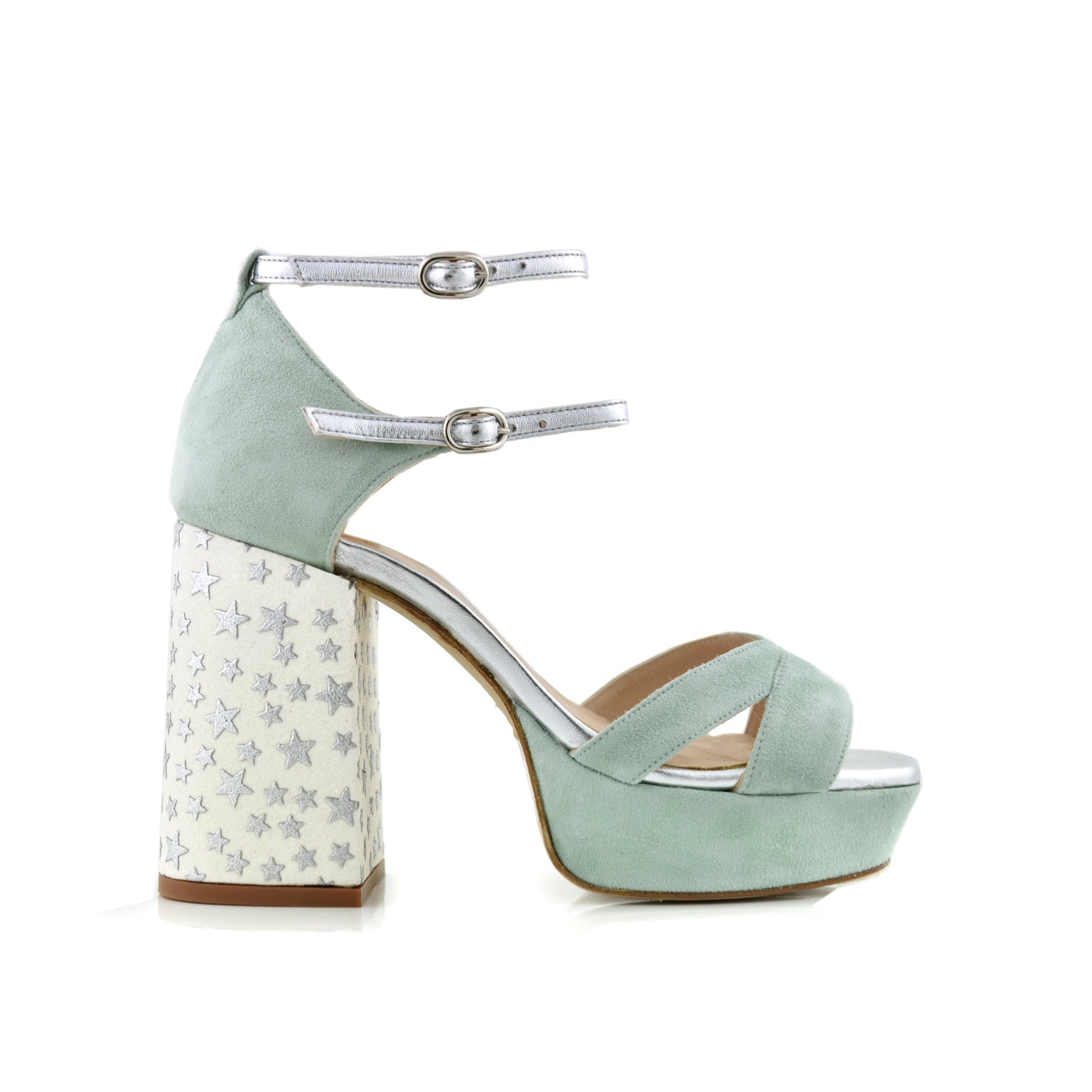 Marsella Color Mint Constelación Alto — Zapatos de novia Lomas Shoes