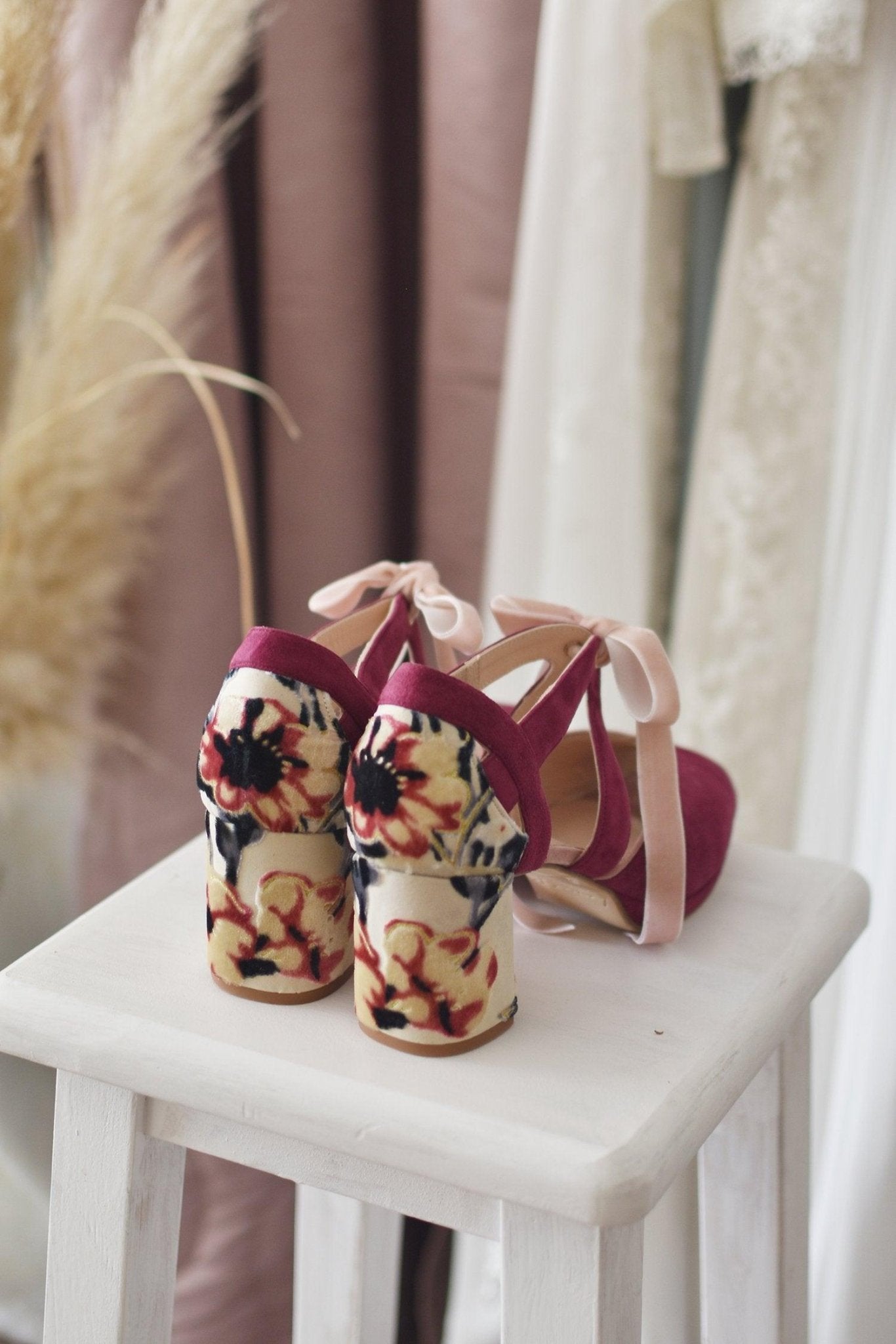 MEDIA LUNA burdeos rosado Mandana mini - zapatos_novia