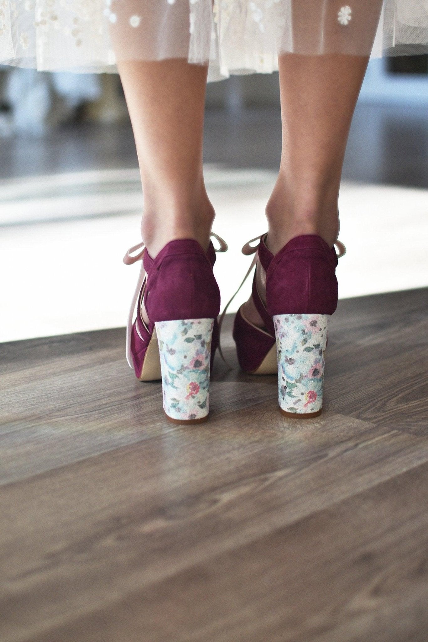MEDIA LUNA Burdeos tacón Blossom 95 - zapatos_novia