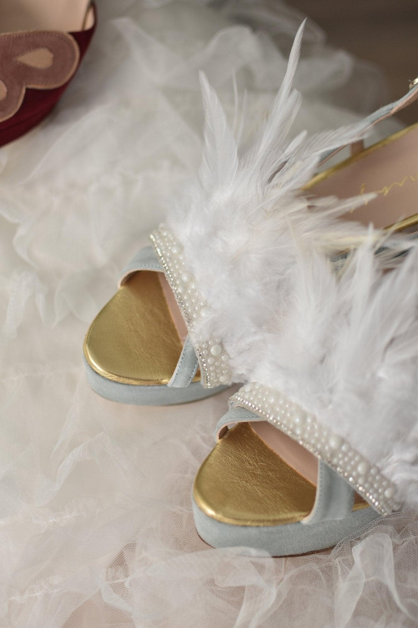 Miley azul paraíso plumas tacón 11cm - zapatos_novia