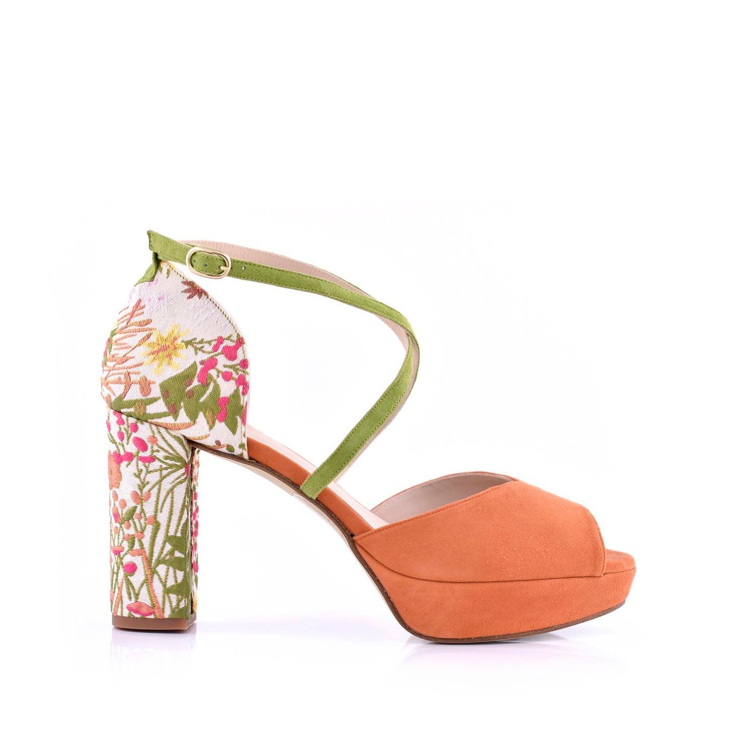 Rosalía Mandarín Brocado Alto — Zapatos de novia Lomas Shoes