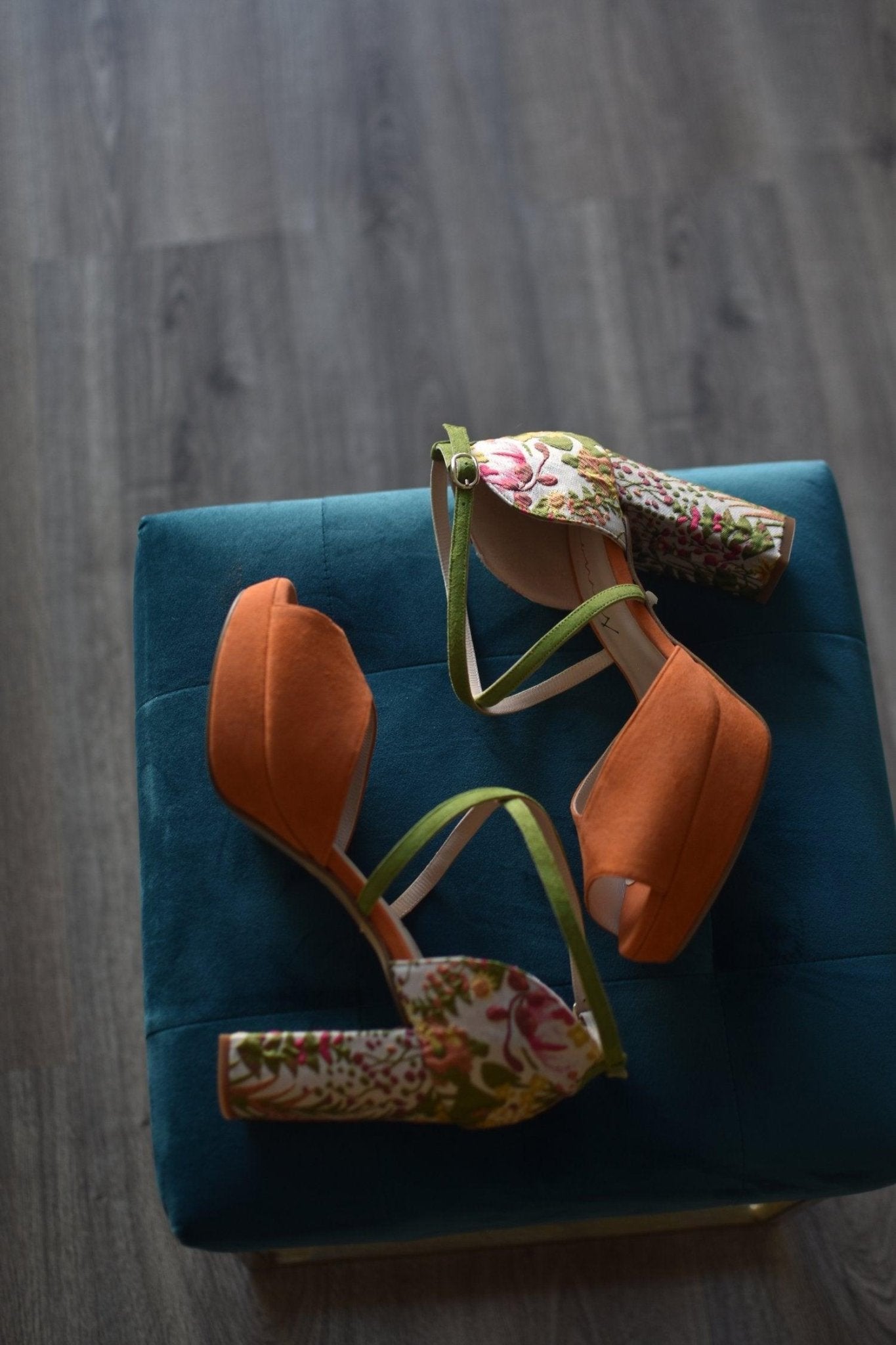 Rosalía abierto Mandarina y verde tropical Mandarín 95 - zapatos_novia
