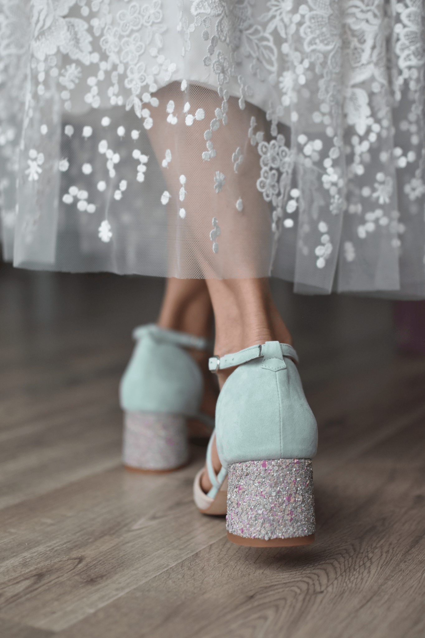 ROSALÍA abierto pink y mint glitter mini - zapatos_novia