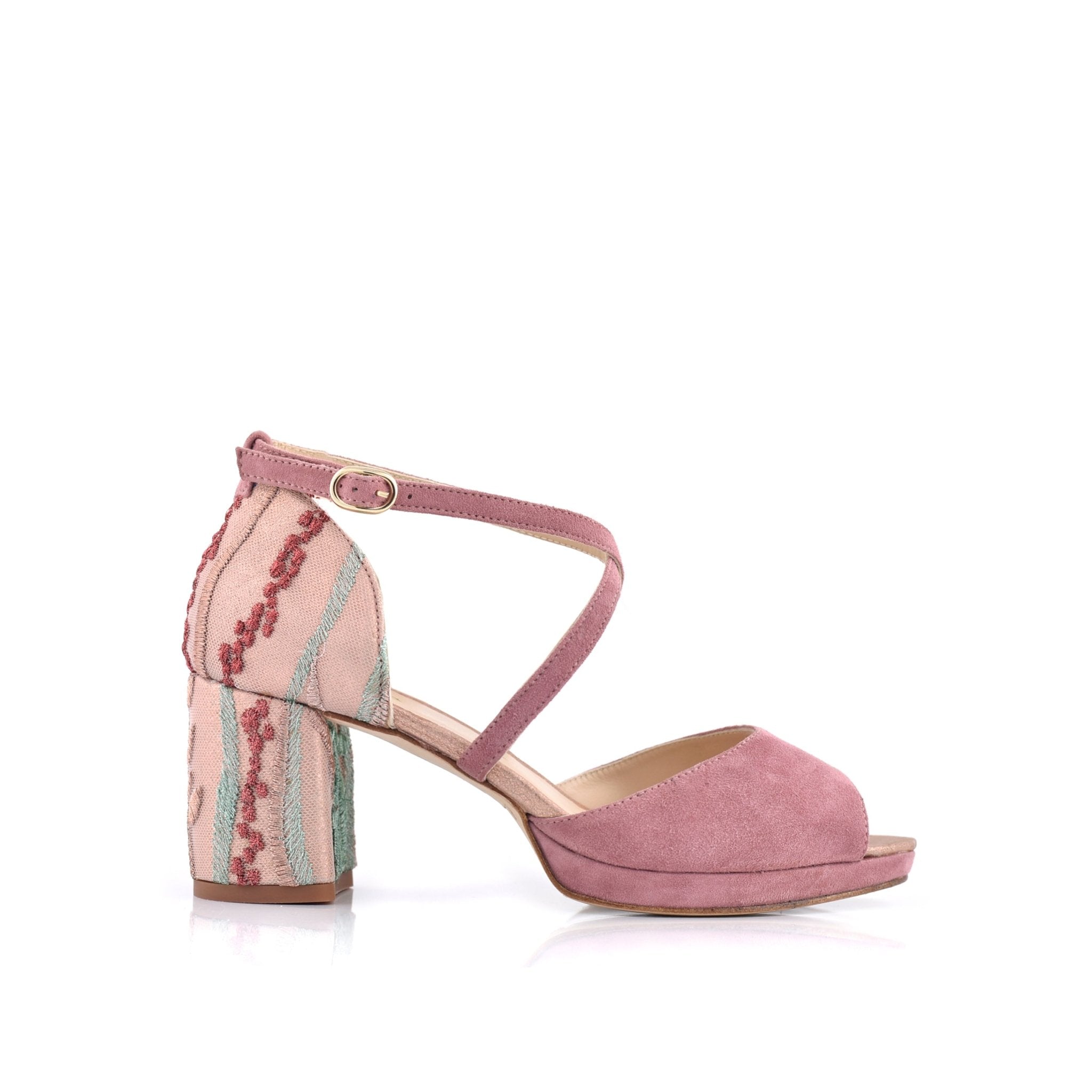 Rosalía Color Rosa Antique Bordado Petit — Zapatos de novia Lomas Shoes