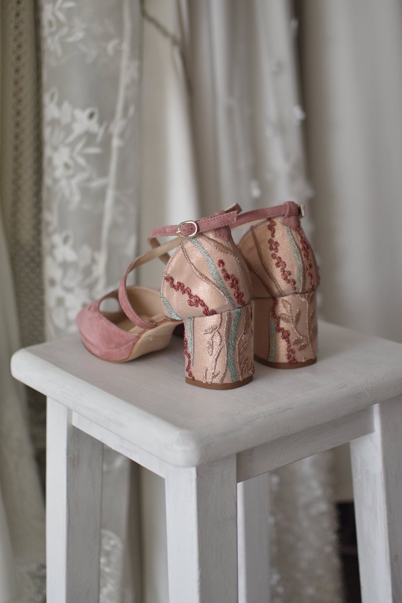 ROSALÍA abierto rosa antique bordado Sophie petit - zapatos_novia