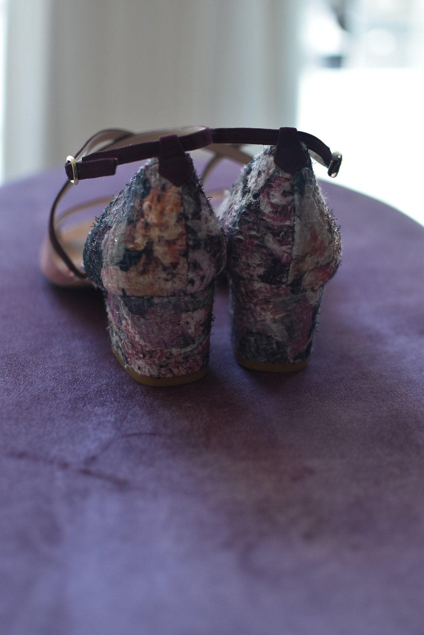 ROSALÍA abierto rosa empolvado Tweed mini - zapatos_novia